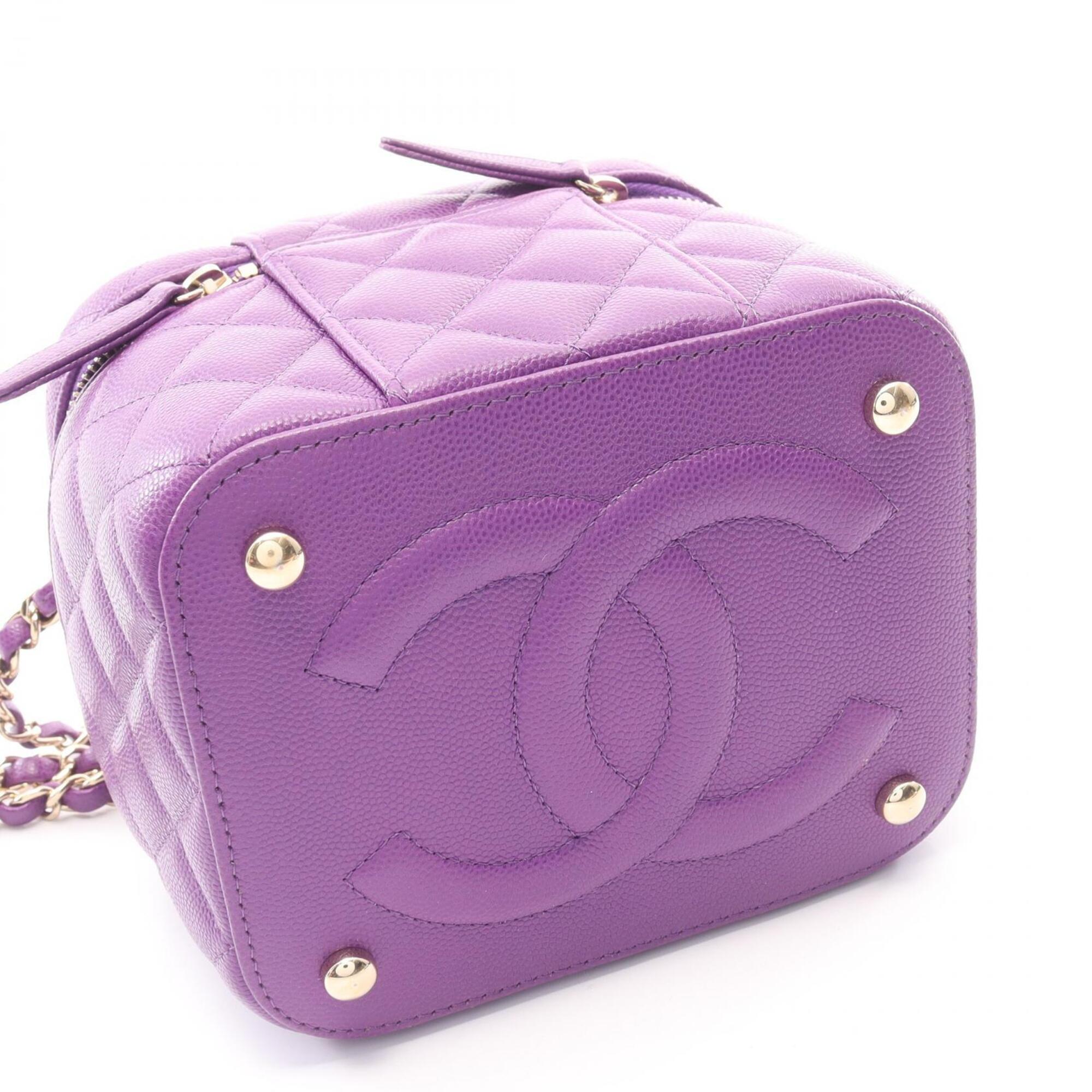 Chanel Purple Grained Calfskin Handbag Shoulder Bag Vanity Bag (Pre-Owned)