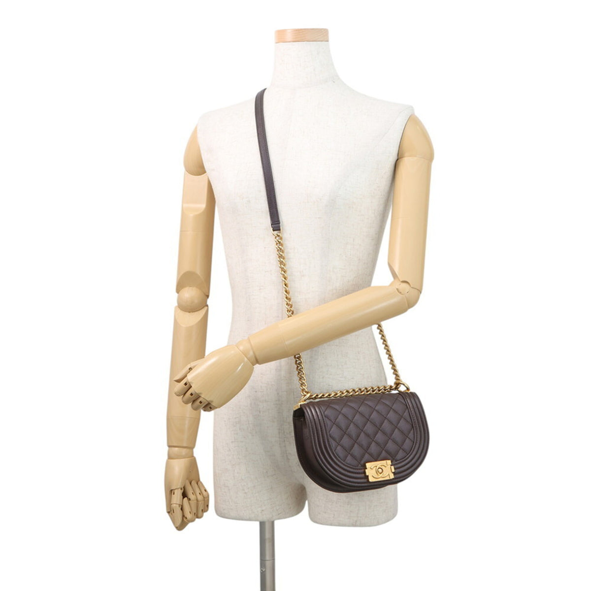 Chanel Brown Grained Calfskin Shoulder Bag (Pre-Owned)