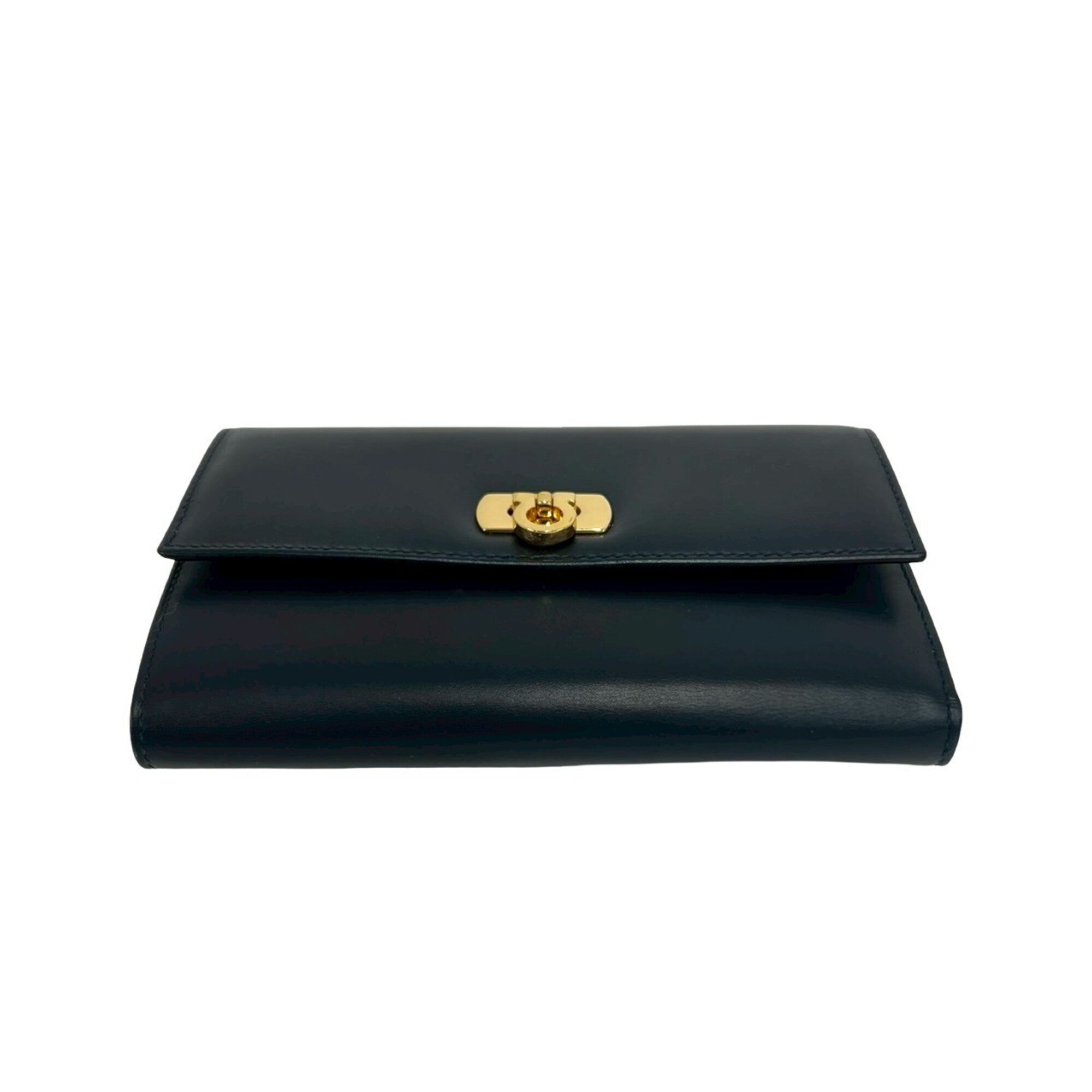 Salvatore Ferragamo Navy Leather Wallet (Tri-Fold) (Pre-Owned)