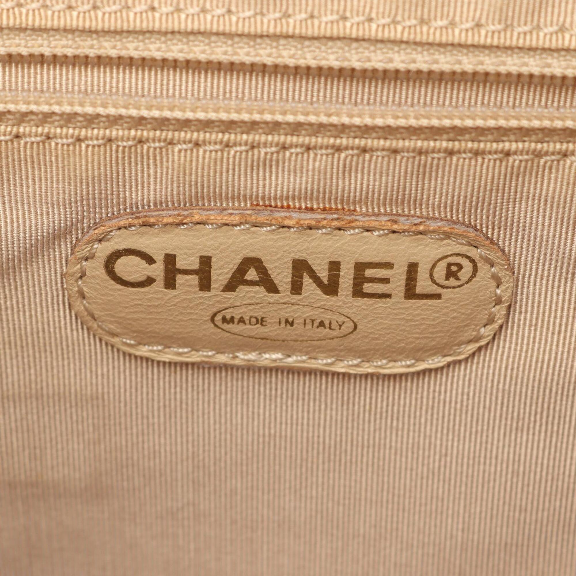 Chanel Beige Grained Calfskin Backpack Handbag (Pre-Owned)