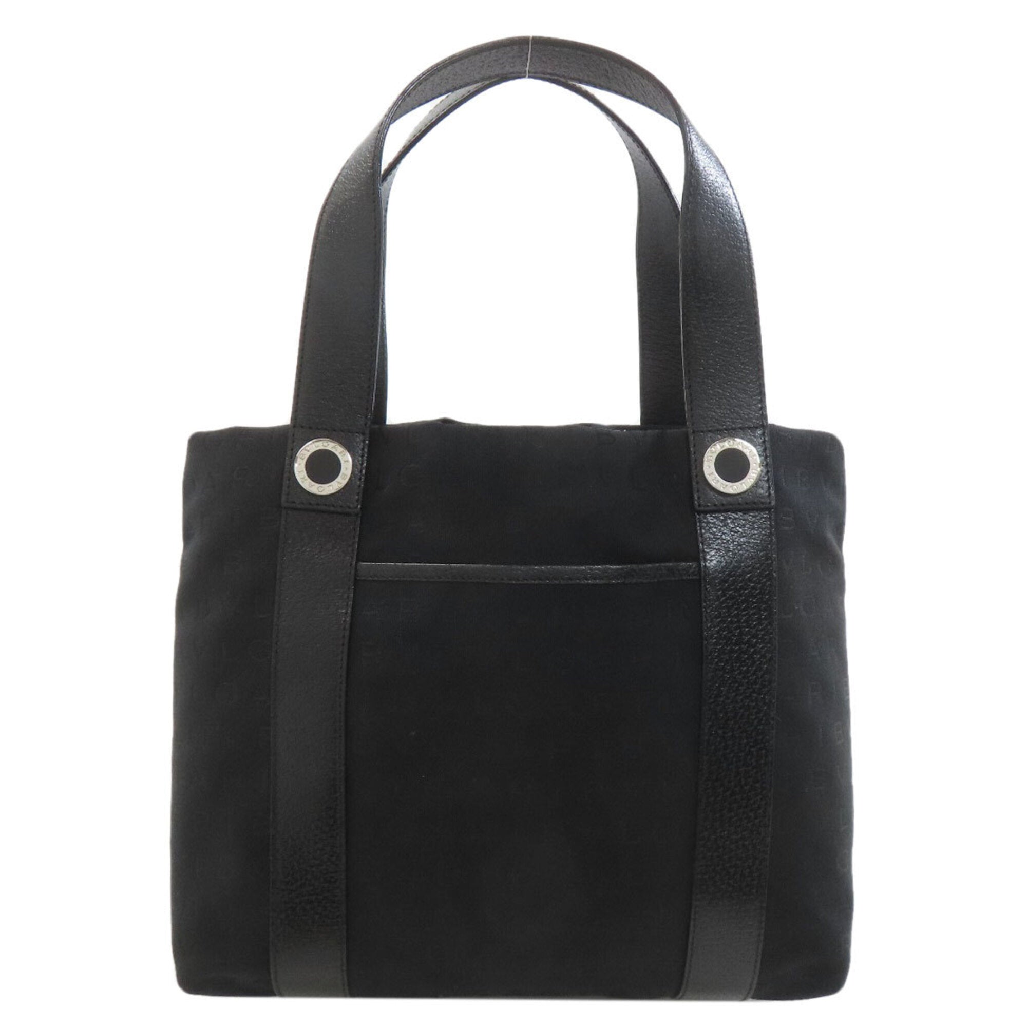 Bvlgari Logomania Black Canvas Leather Tote Bag (Pre-Owned)