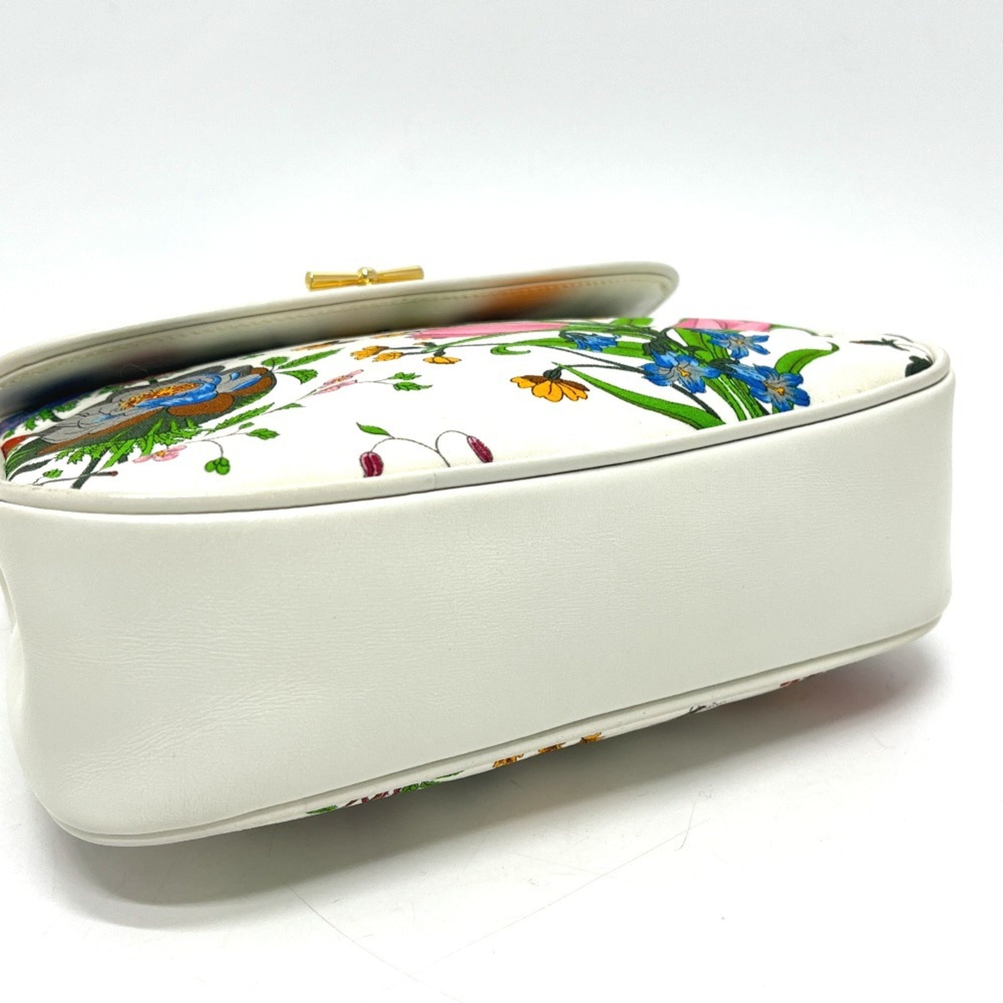Gucci Flora Multi-Color White Canvas Leather Handbag (Pre-Owned)