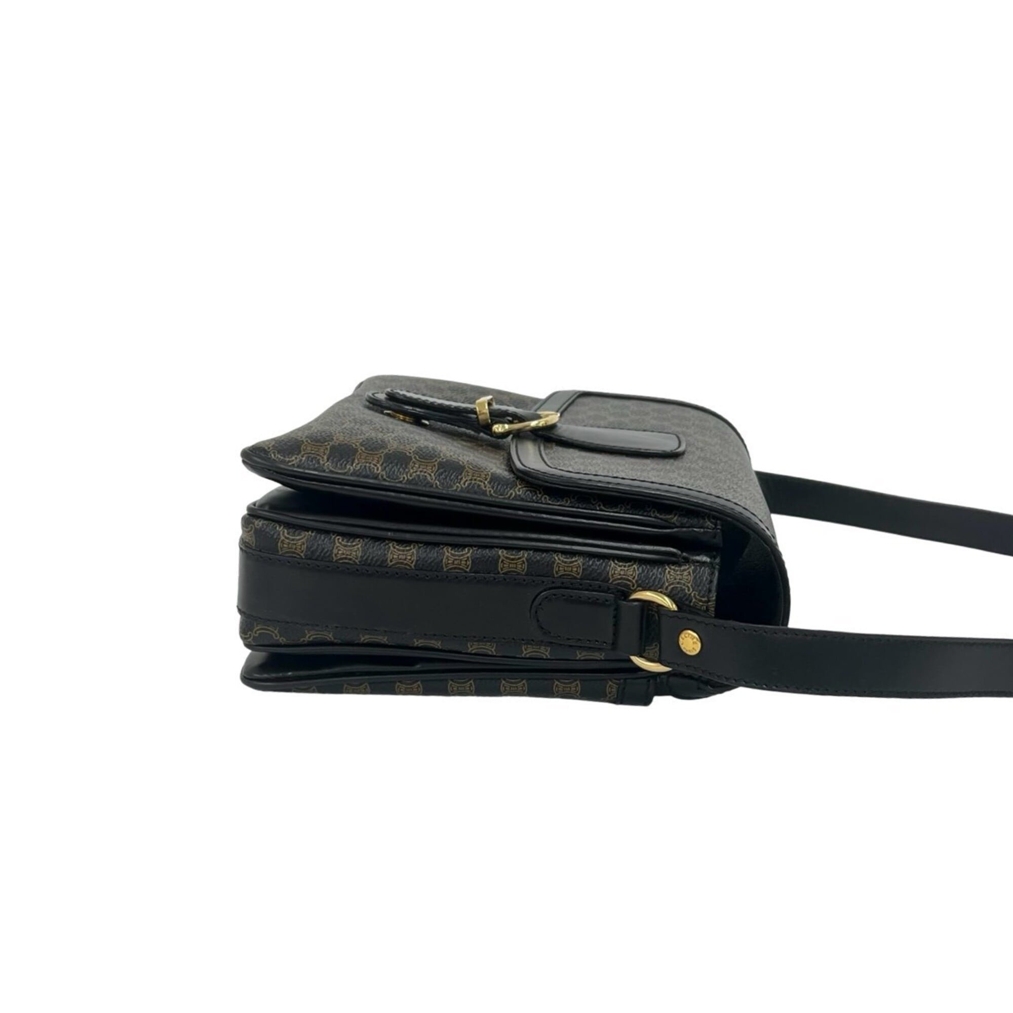 Celine Black Brown Leather Pvc Pochette Shoulder Bag (Pre-Owned)