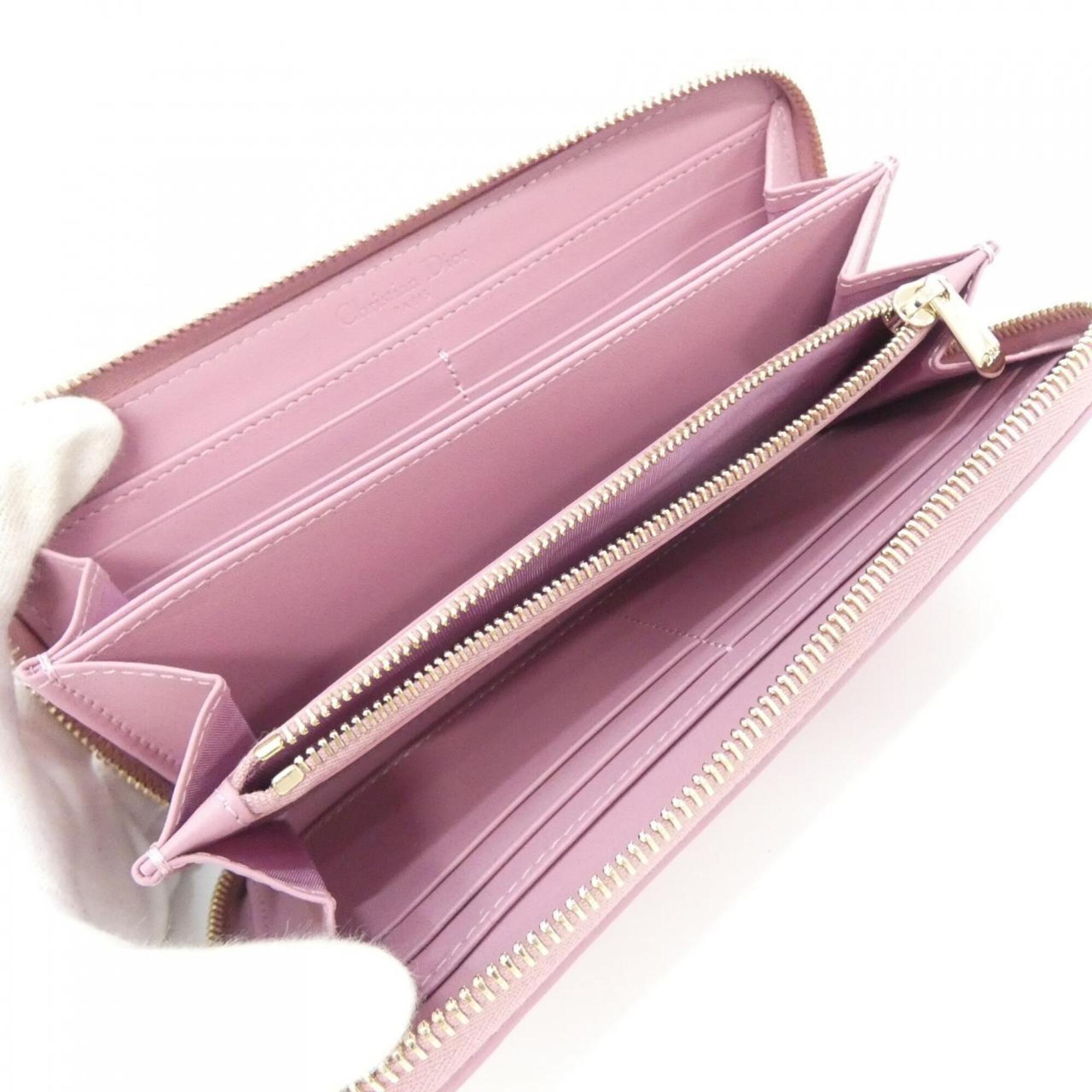 Christian Dior Pink Leather Long Wallet (Bi-Fold) (Pre-Owned)