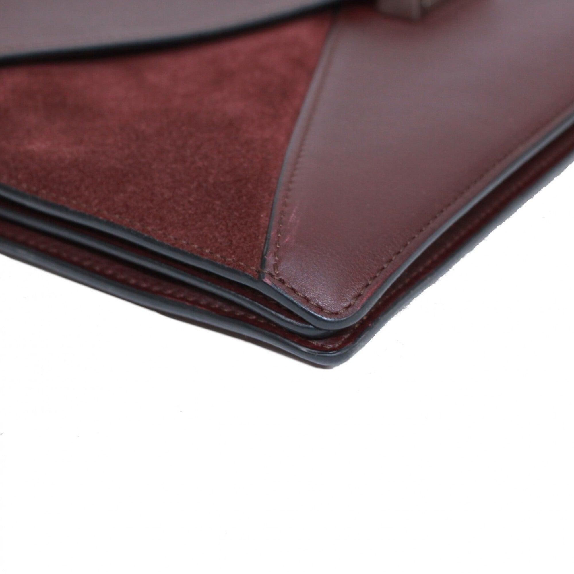 Celine Bordeaux Leather Suede Clutch Bag Shoulder Bag (Pre-Owned)