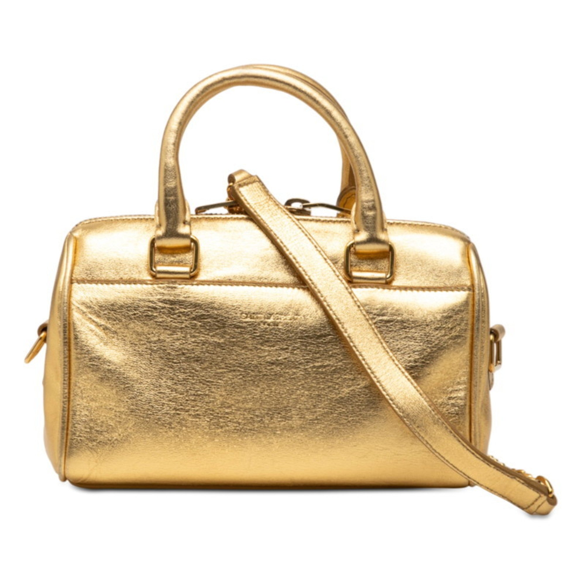 Saint Laurent Gold Leather Handbag Shoulder Bag (Pre-Owned)