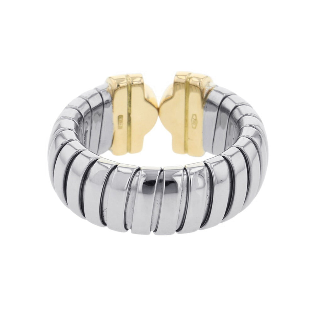 Bvlgari Tubogas Yellow Gold (18K) Stainless Steel Band Ring (Pre-Owned)