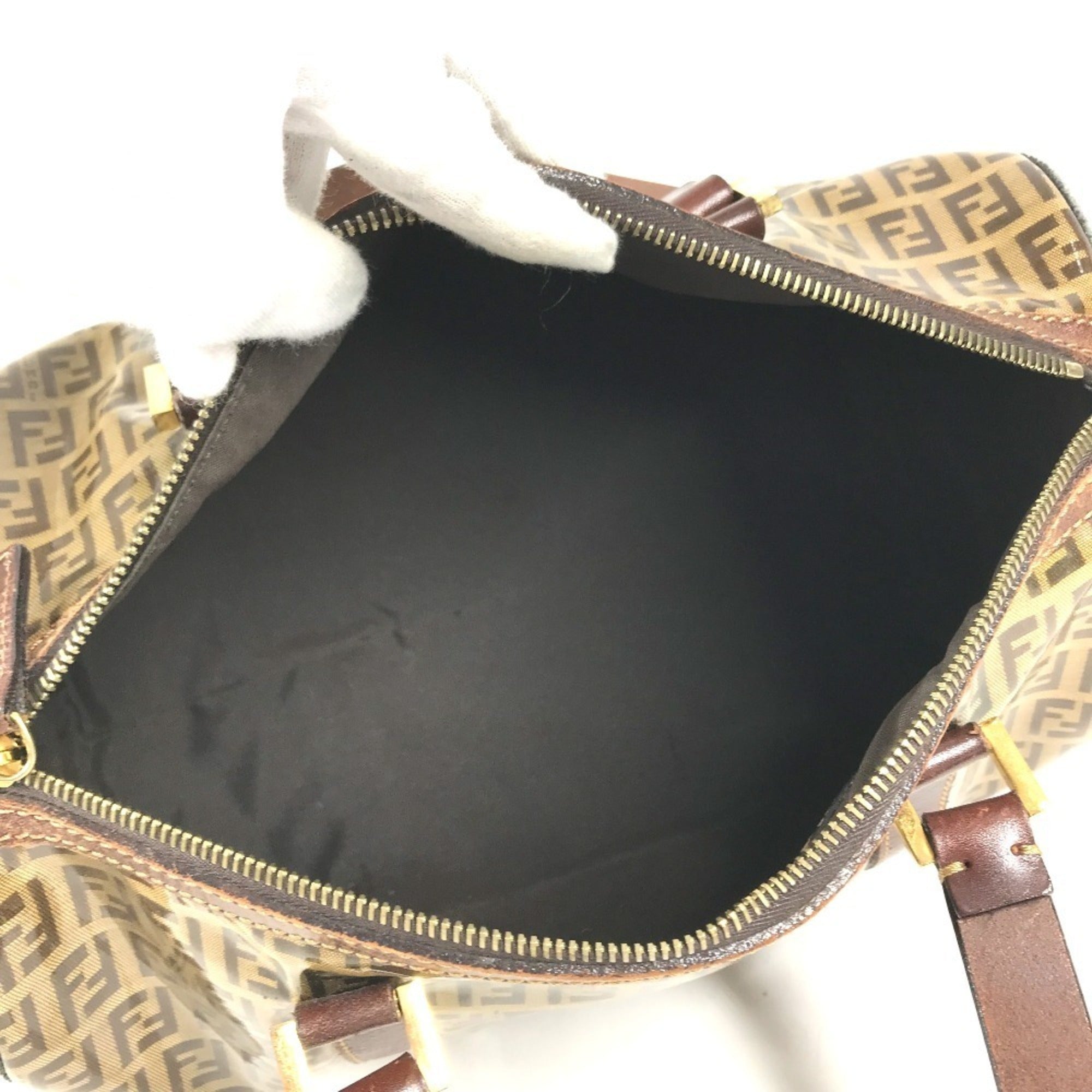 Fendi Brown Zucca Boston Bag Handbag (Pre-Owned)