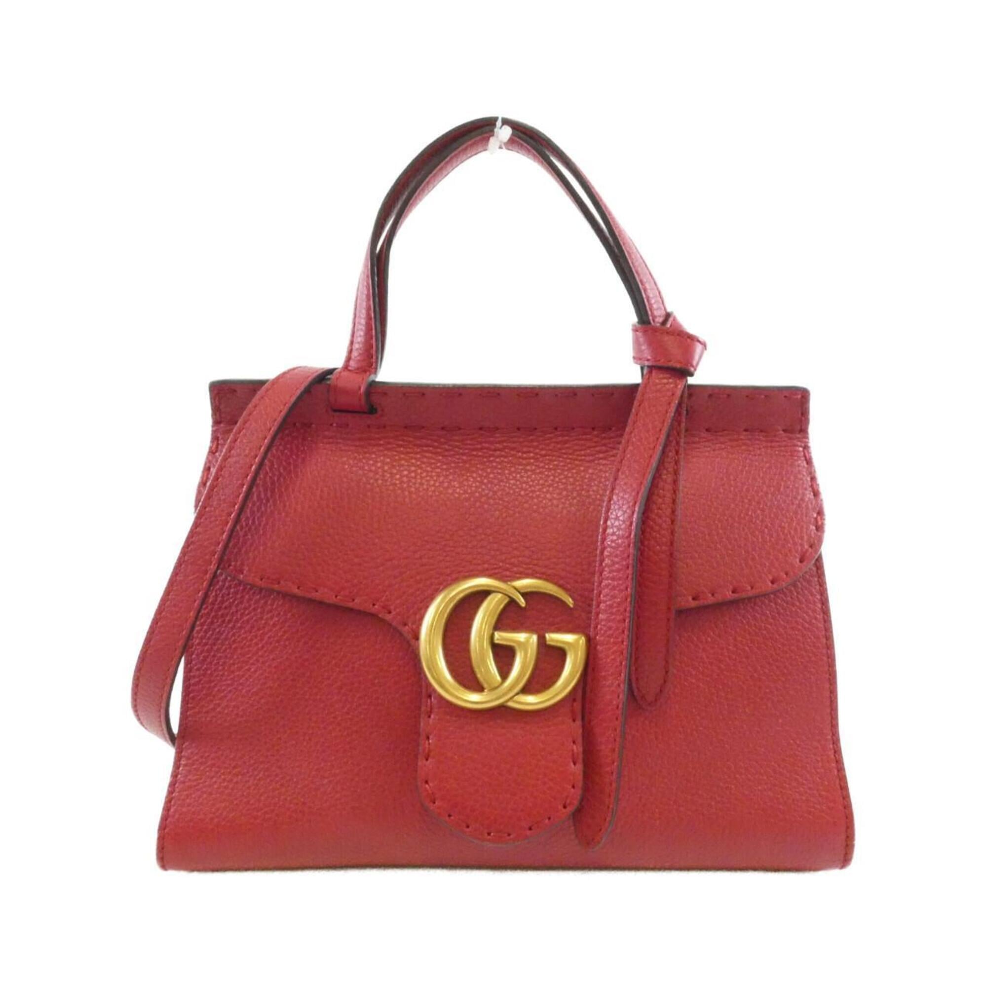 Gucci Red Color Leather Handbag (Pre-Owned)