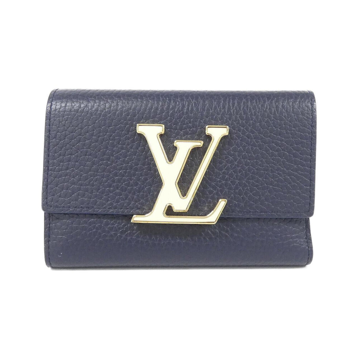 Louis Vuitton Navy Leather Wallet (Tri-Fold) (Pre-Owned)