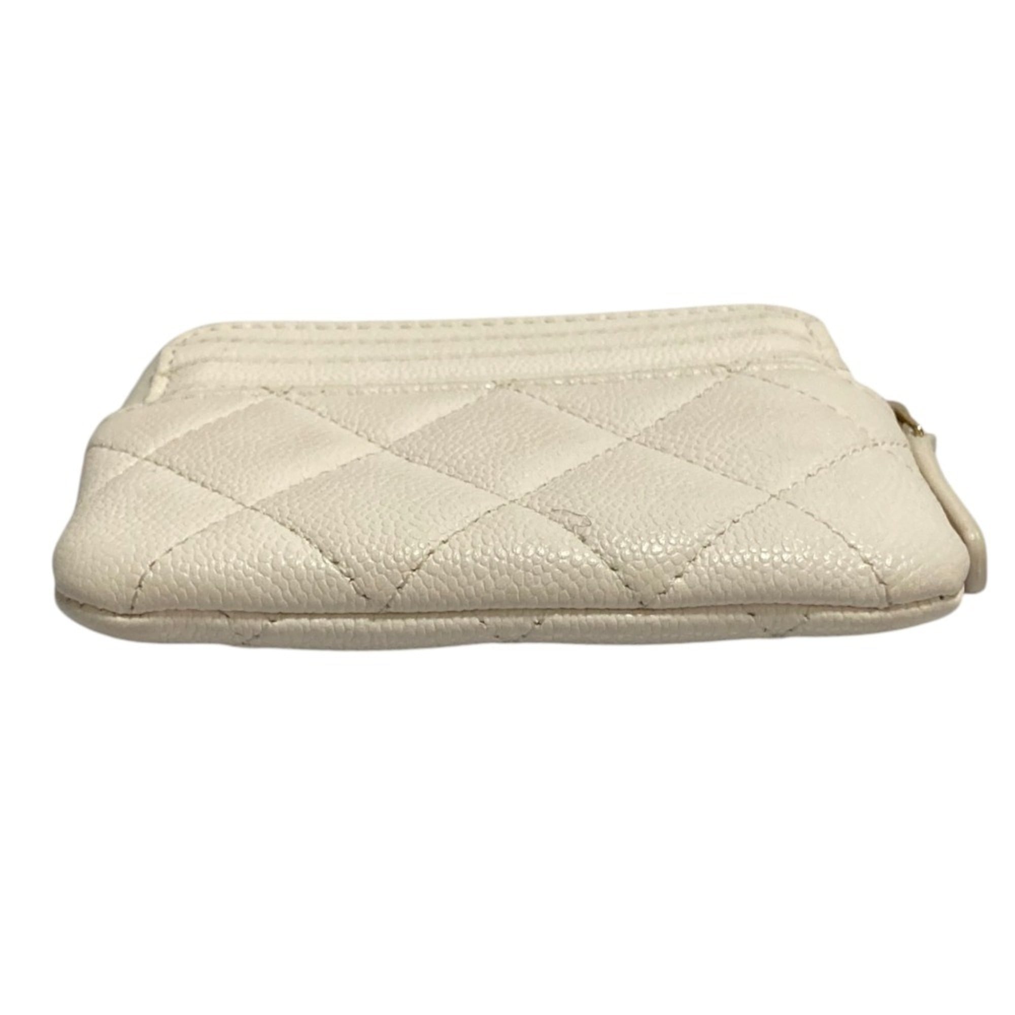 Chanel White Grained Calfskin Coin Purse/Coin Case (Pre-Owned)