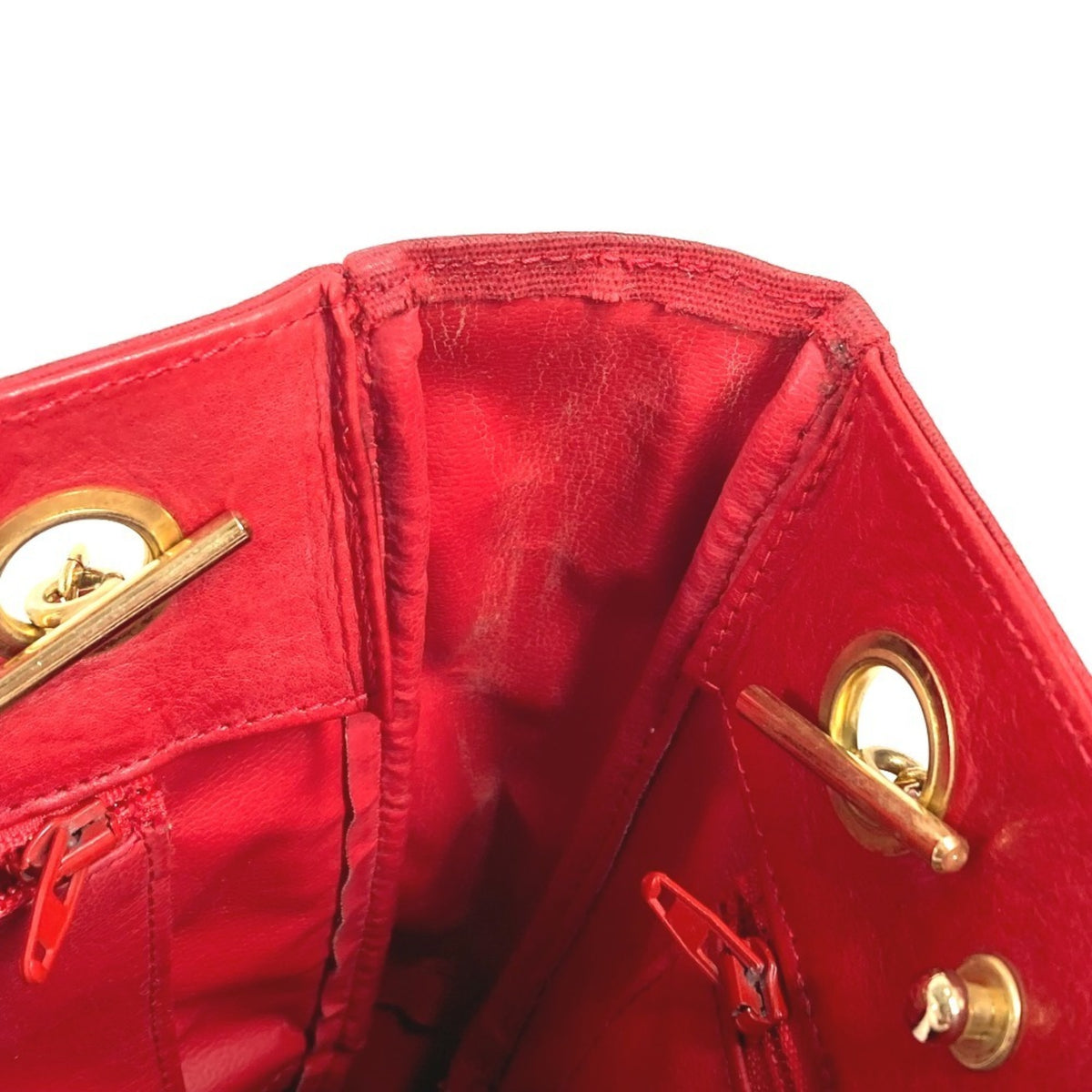 Chanel Red Color Leather Coated Canvas Shoulder Bag Tote Bag (Pre-Owned)