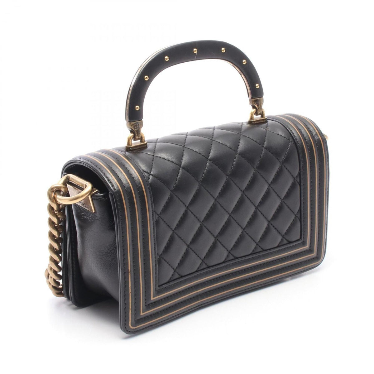 Chanel Black Leather Handbag Shoulder Bag (Pre-Owned)
