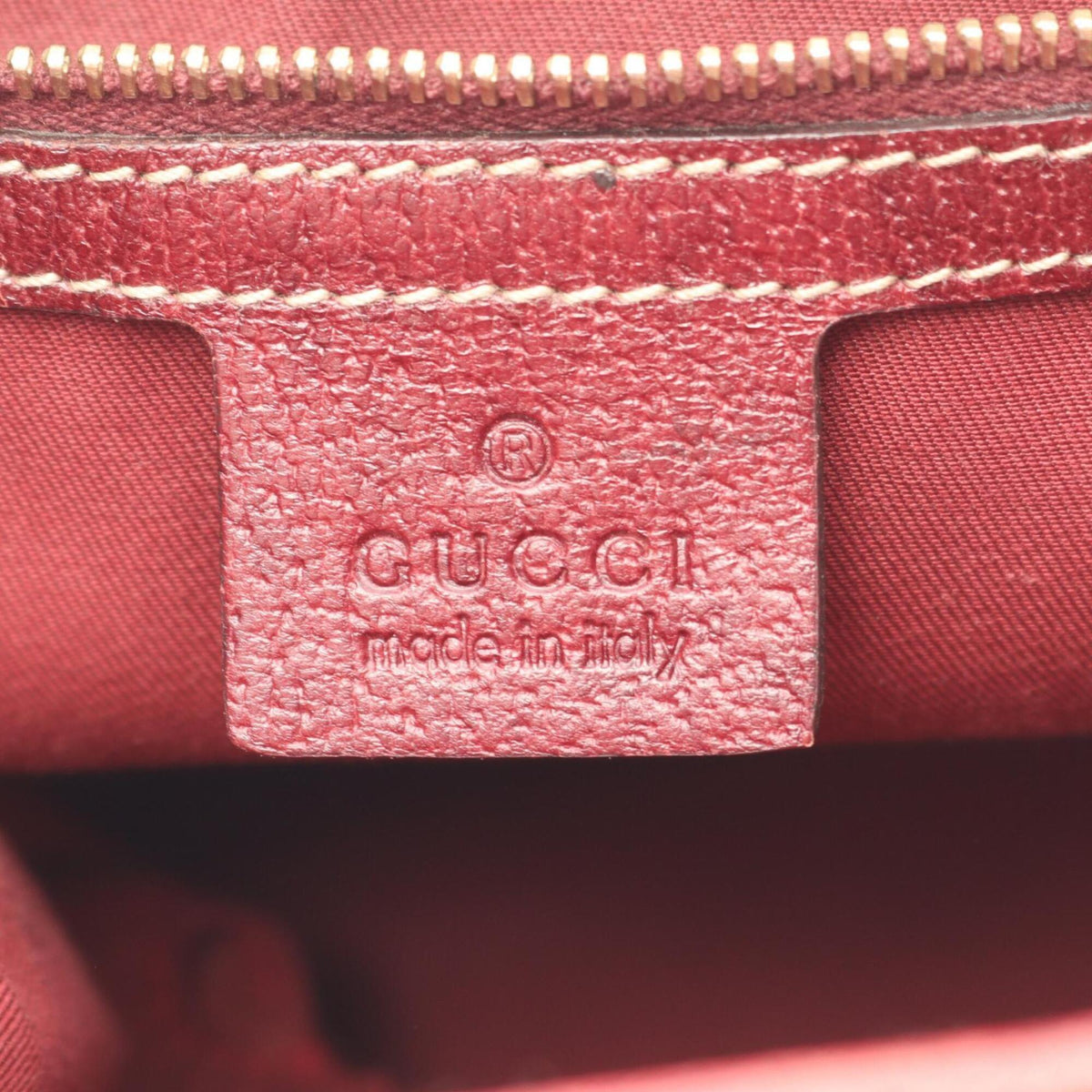 Gucci Beige Bordeaux Canvas Leather Handbag (Pre-Owned)