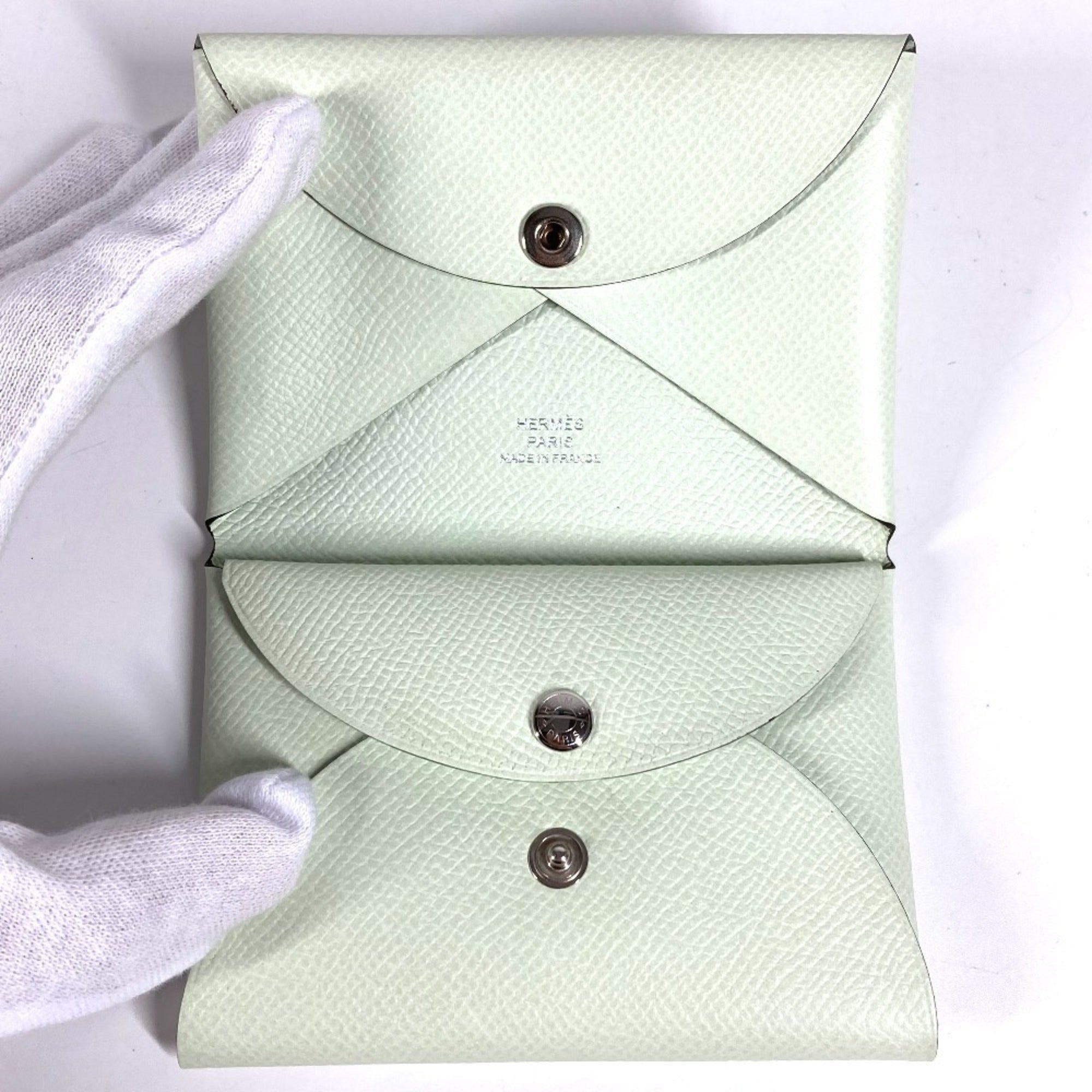 Hermes Light Green Epsom Leather Coin Purse/Coin Case (Pre-Owned)