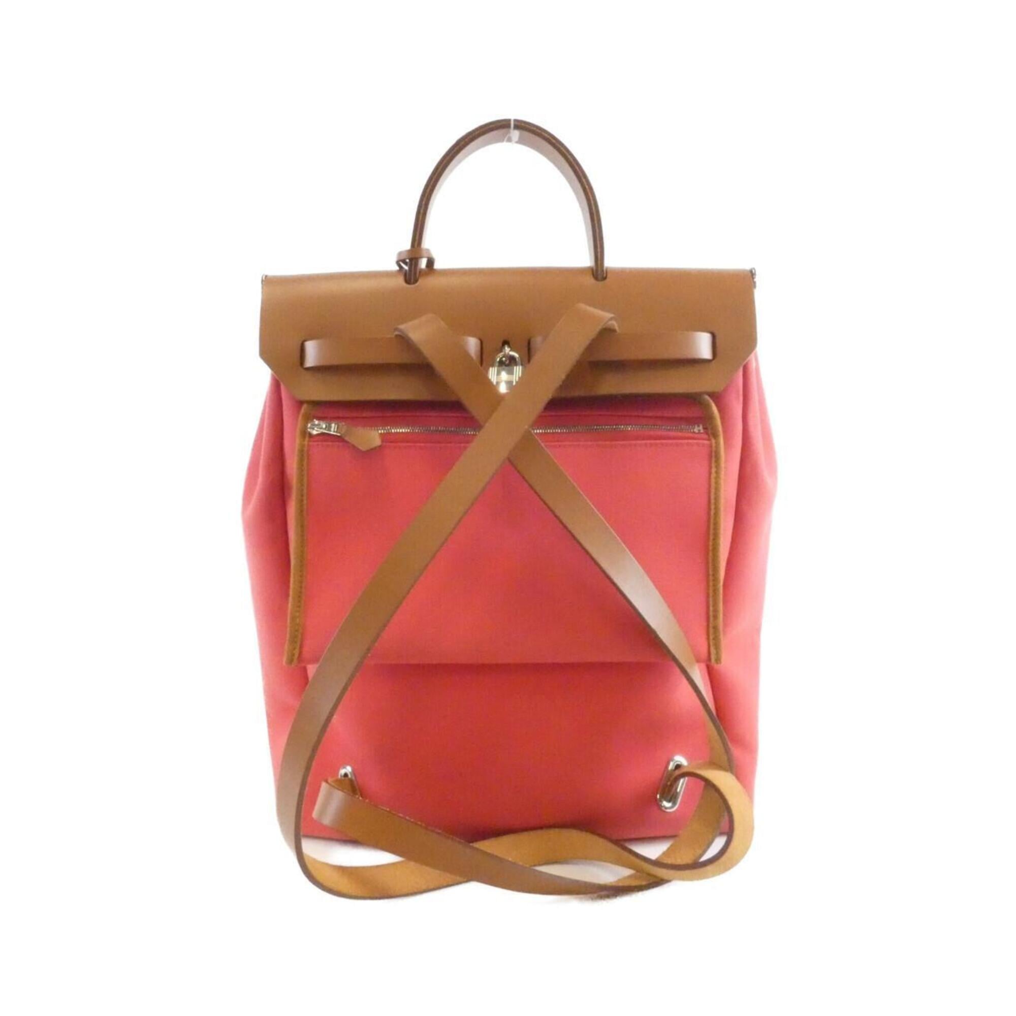 Hermes Bougainvillier Fauve Toile Officier Backpack Pouch (Pre-Owned)