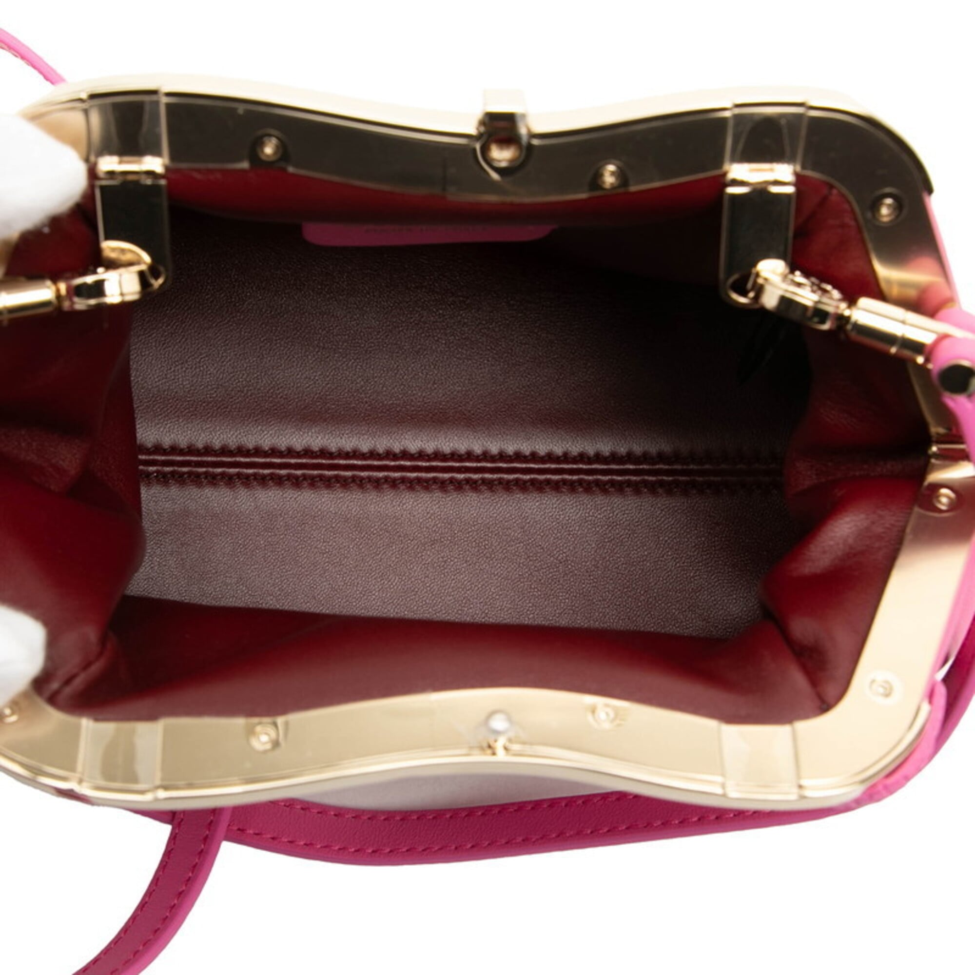 Bvlgari Pink Leather Handbag Pouch Shoulder Bag (Pre-Owned)
