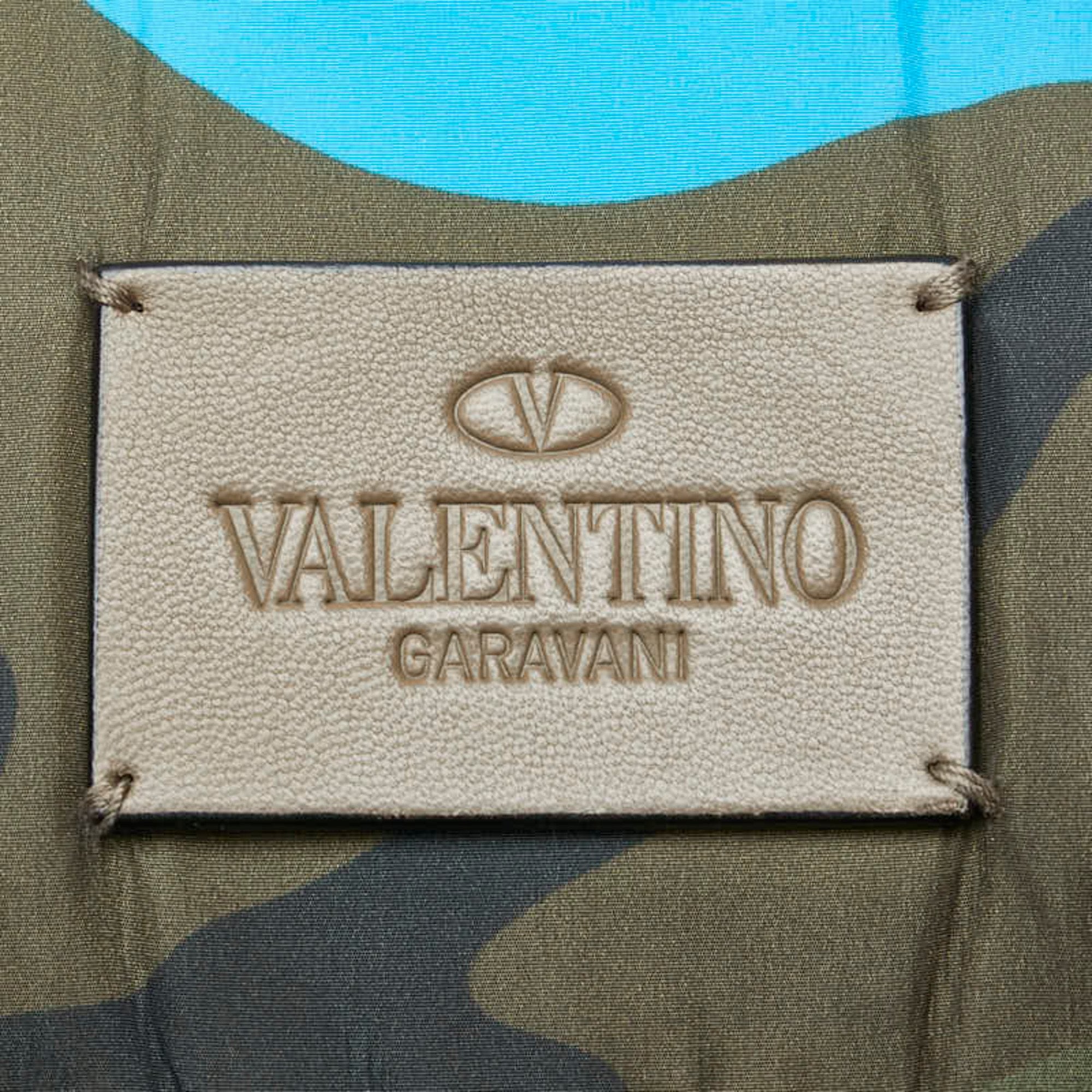 Valentino Blue Khaki Nylon Leather Backpack (Pre-Owned)