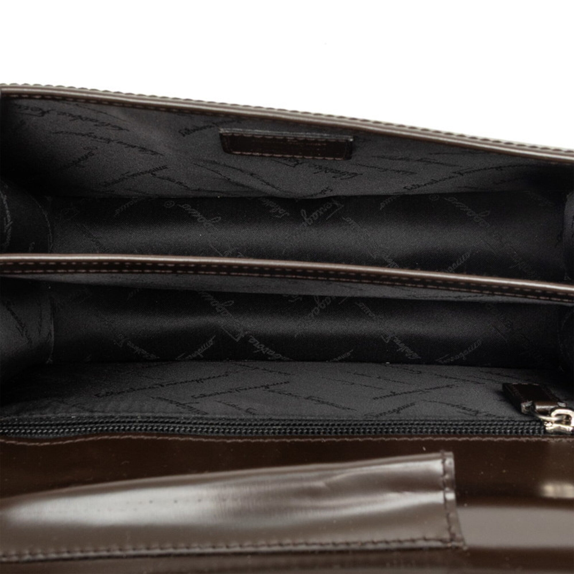Salvatore Ferragamo Dark Brown Leather Clutch Bag (Pre-Owned)