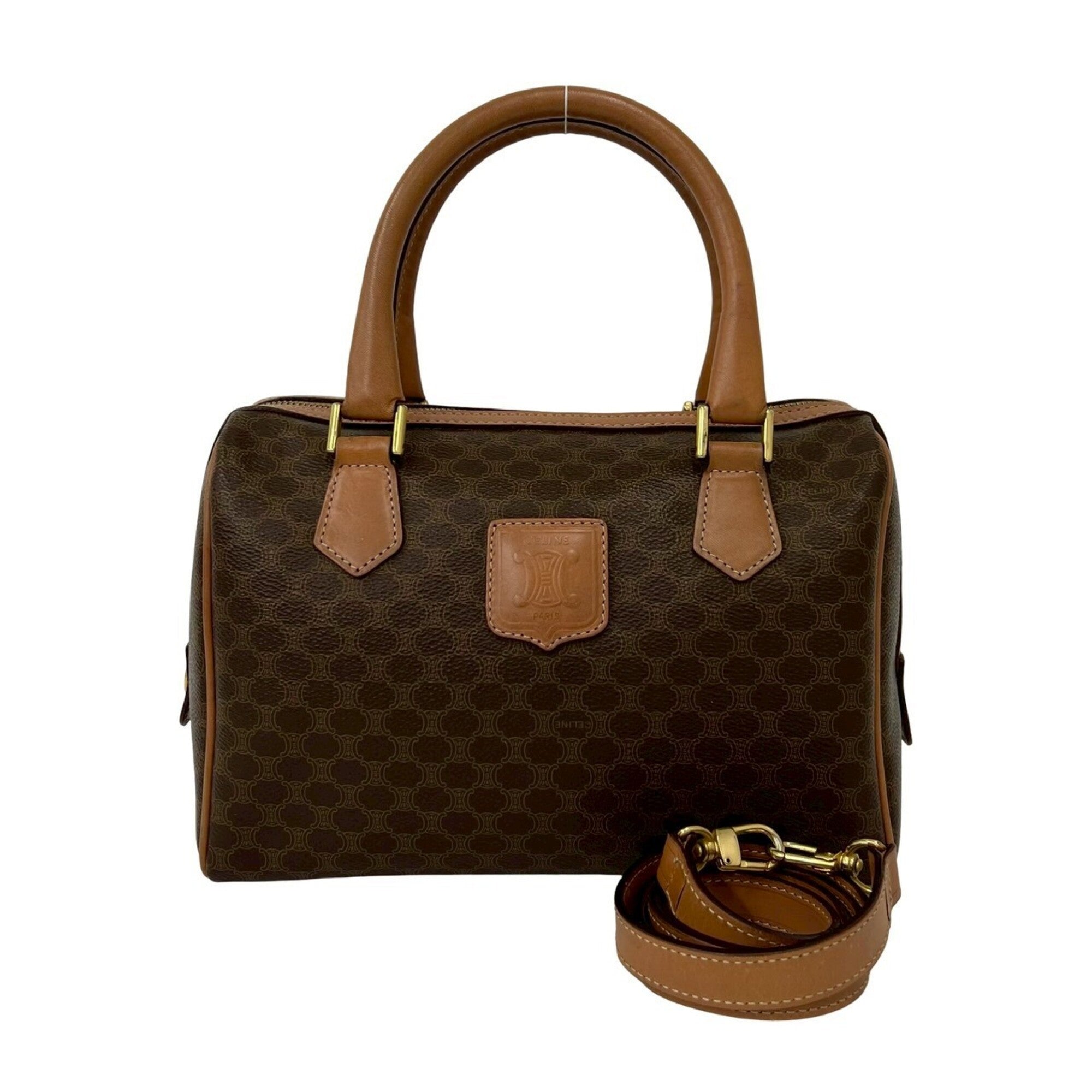 Celine Brown Leather Pvc Handbag Shoulder Bag (Pre-Owned)