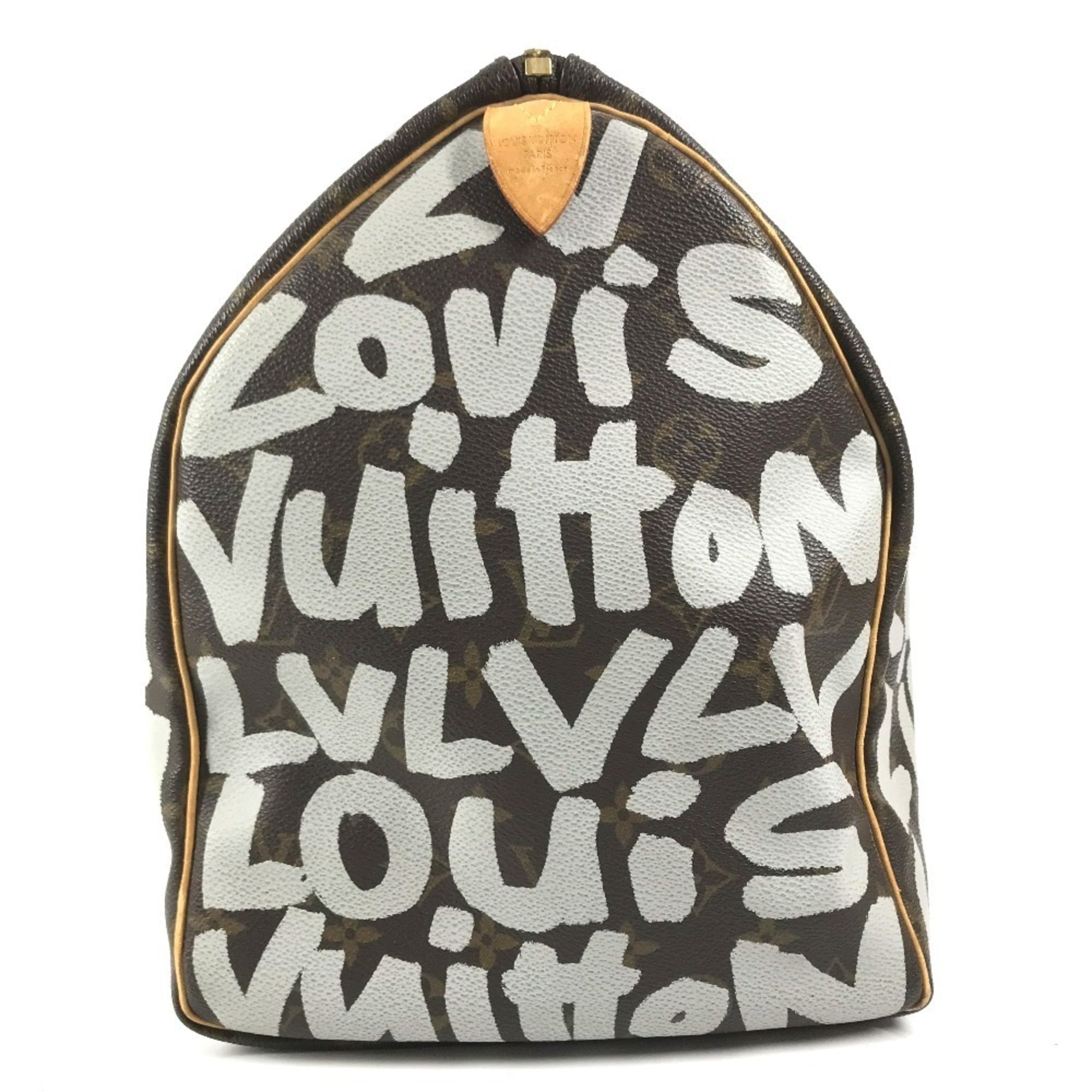 Louis Vuitton Brown White Monogram Canvas Boston Bag (Pre-Owned)