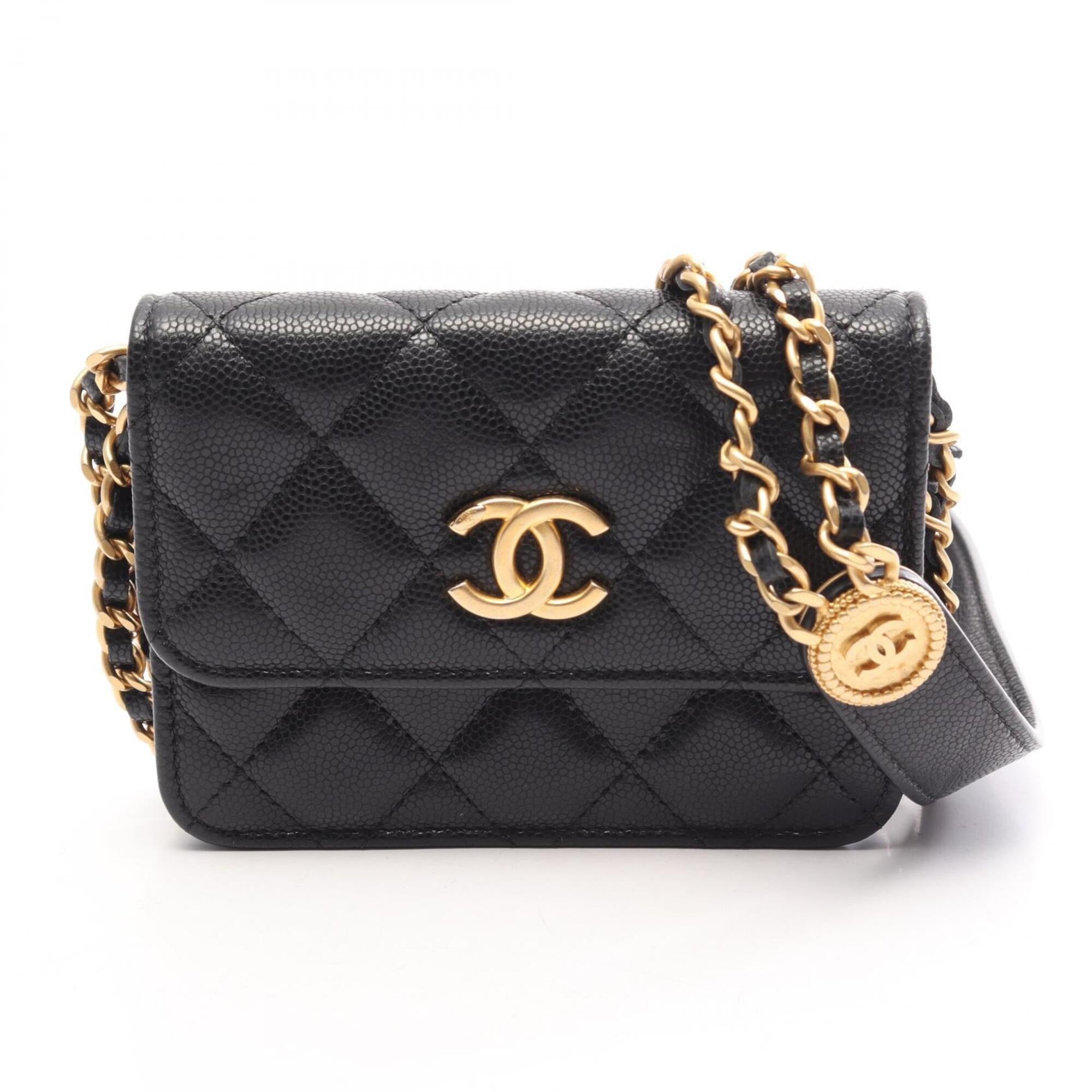 Chanel Black Grained Calfskin Handbag Shoulder Bag (Pre-Owned)