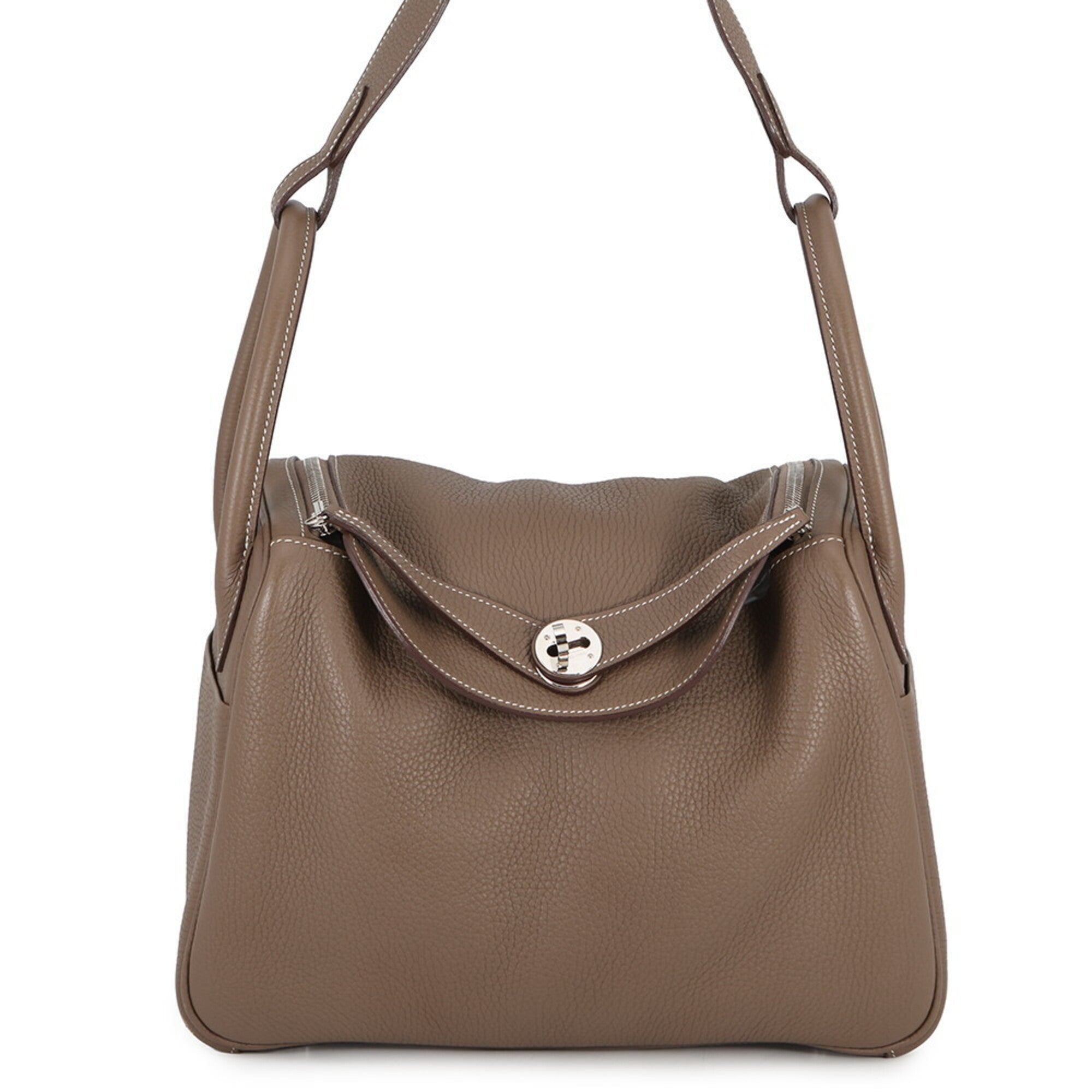 Hermes Etoupe Gray Taurillon Clemence Leather Handbag (Pre-Owned)