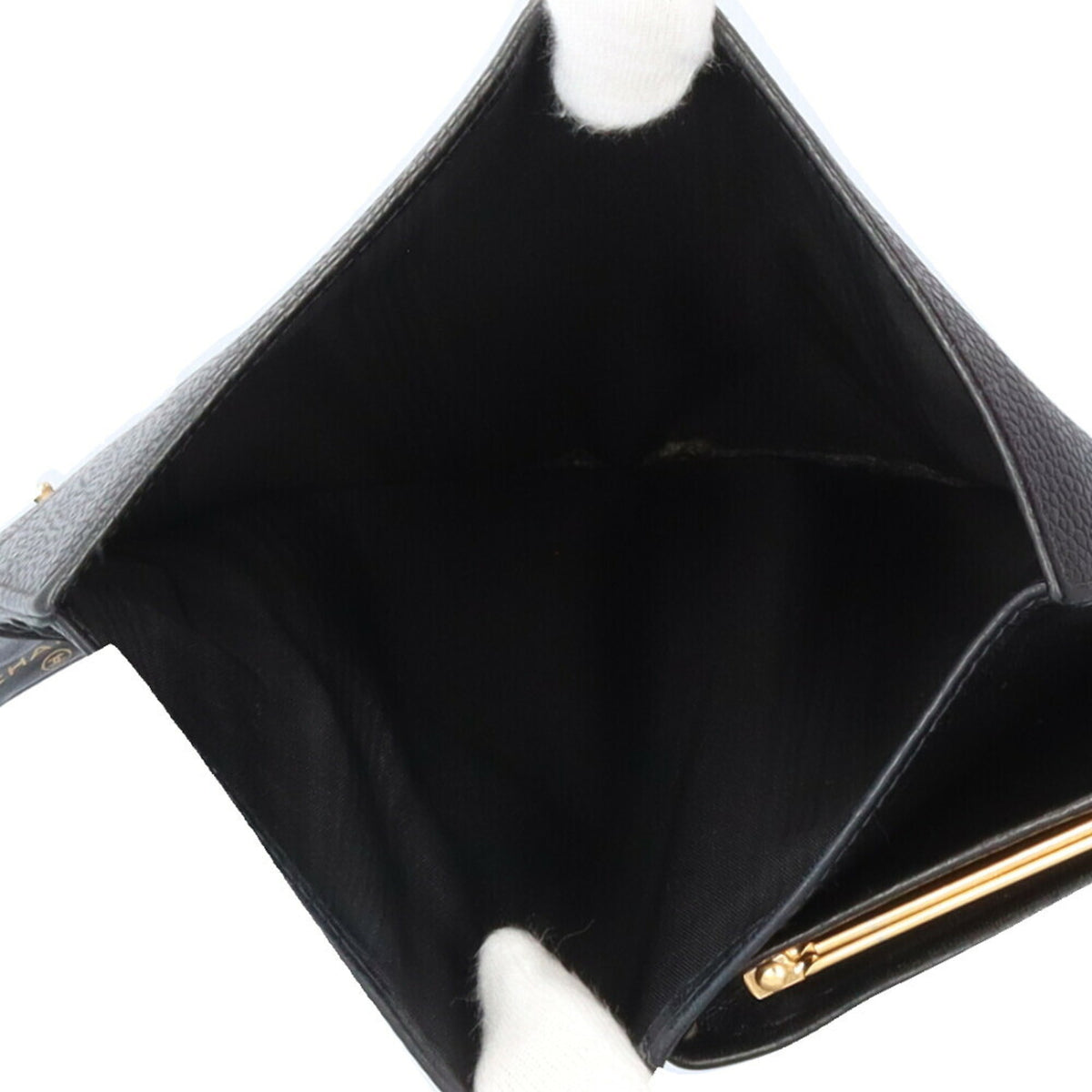 Chanel Black Grained Calfskin Long Wallet (Bi-Fold) (Pre-Owned)