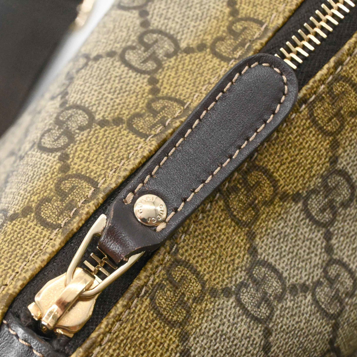 Gucci Beige Brown Gg Supreme Leather Shoulder Bag (Pre-Owned)