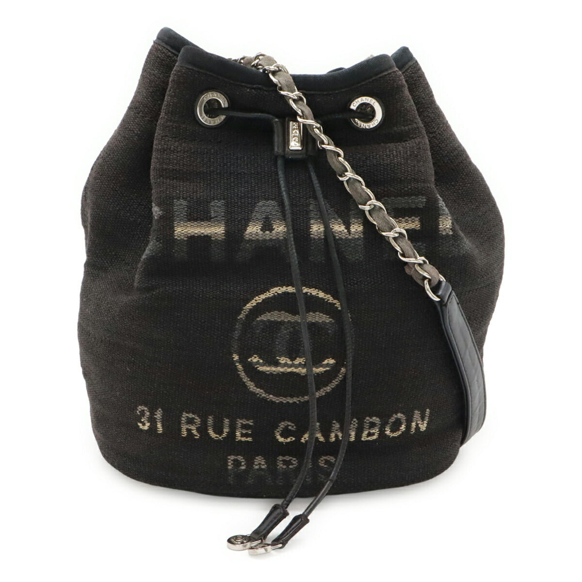 Chanel Multi-Color Navy Canvas Leather Shoulder Bag (Pre-Owned)