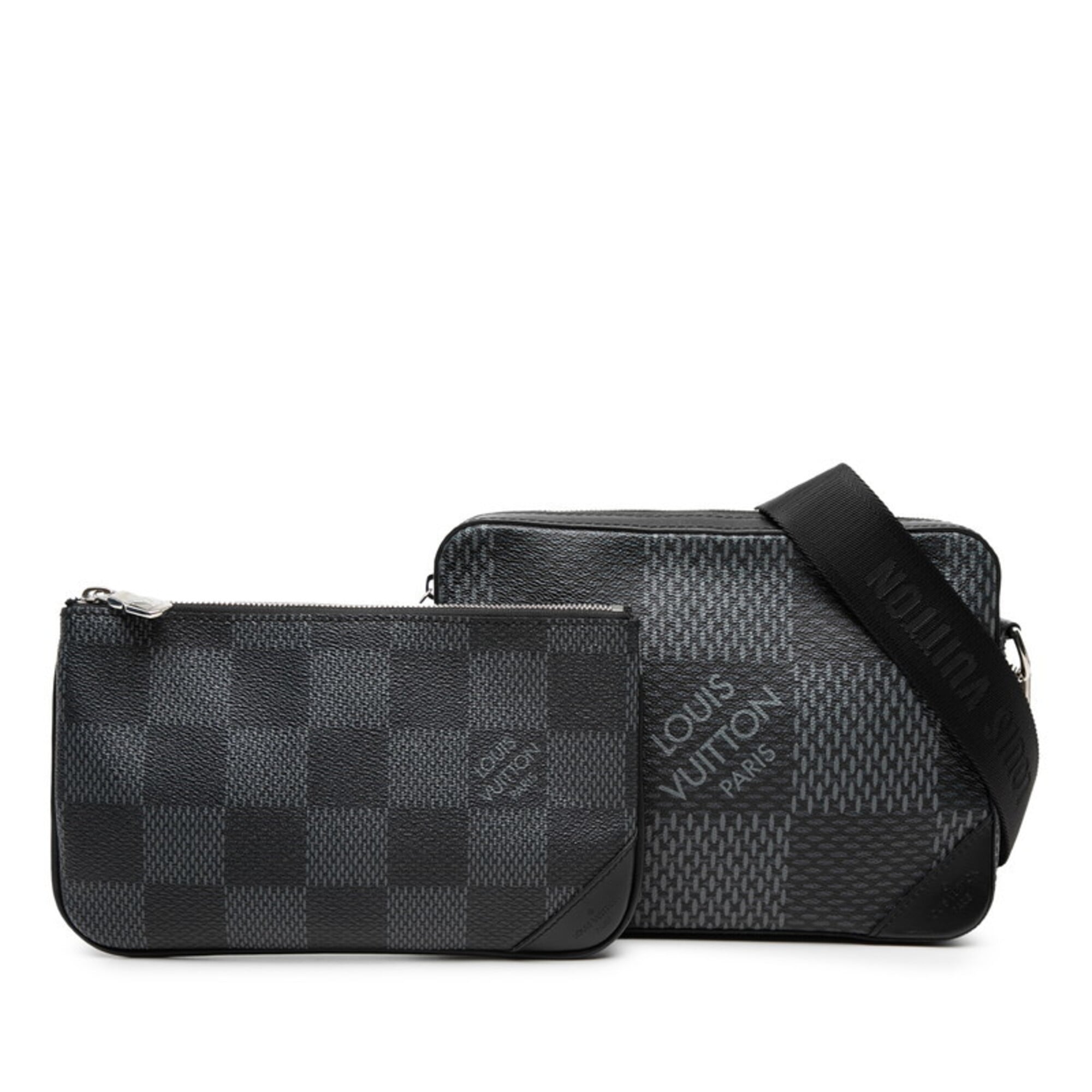 Louis Vuitton Black Leather Pouch Shoulder Bag (Pre-Owned)