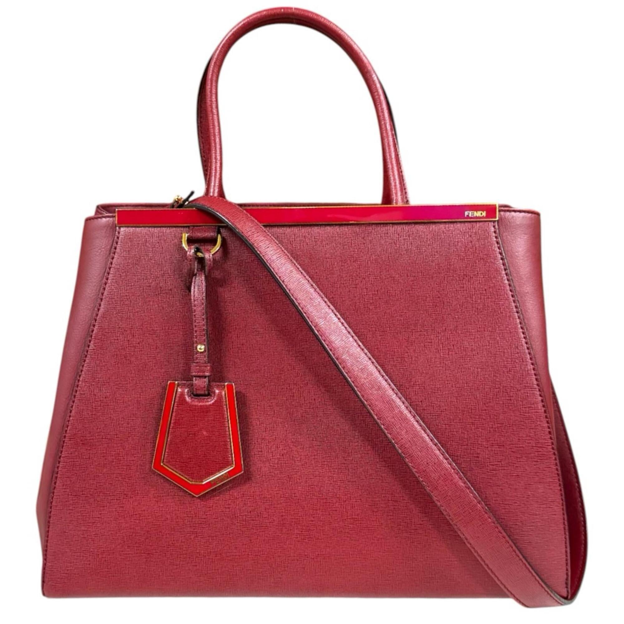 Fendi Red Color White Leather Shoulder Bag (Pre-Owned)