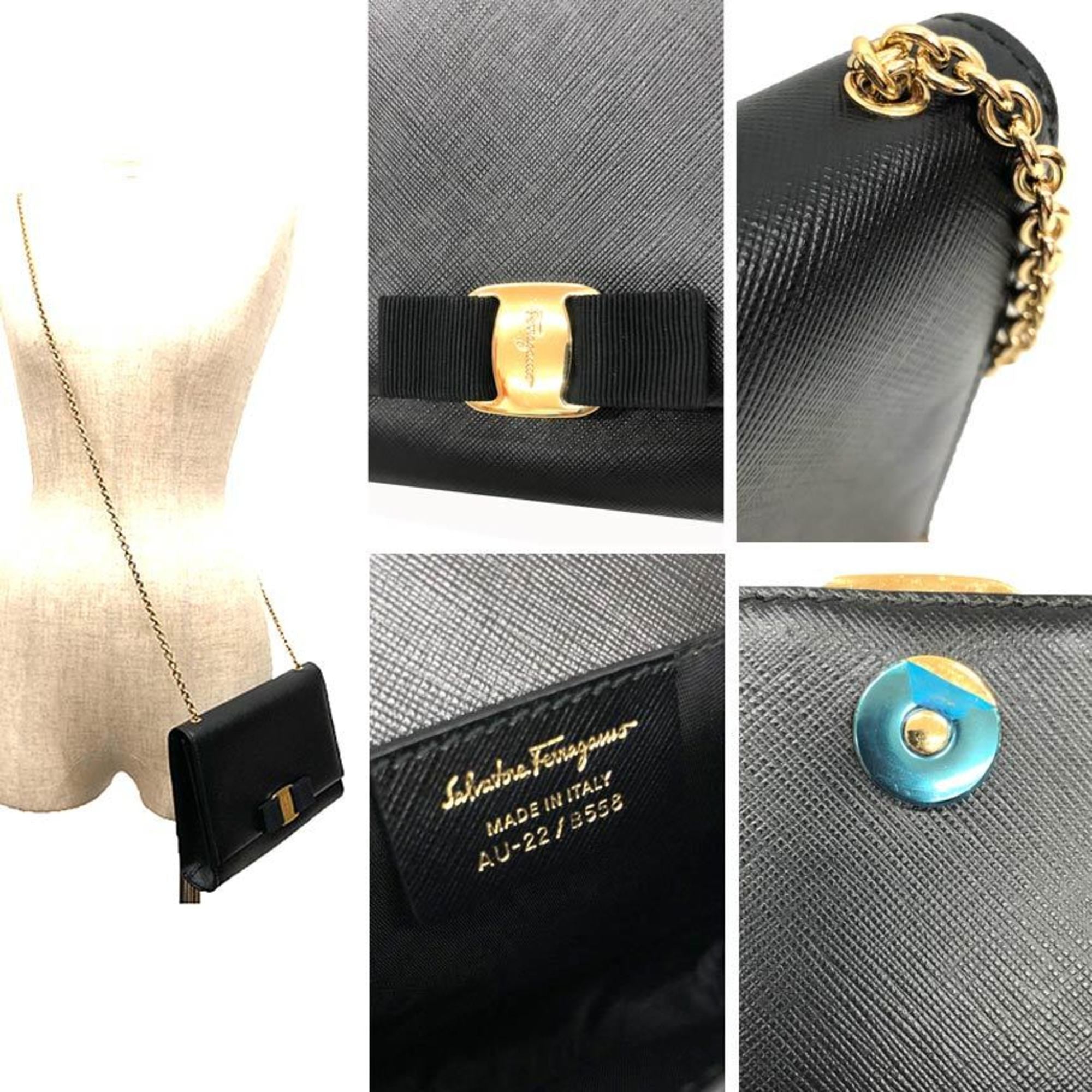 Salvatore Ferragamo Black Leather Pochette Shoulder Bag (Pre-Owned)