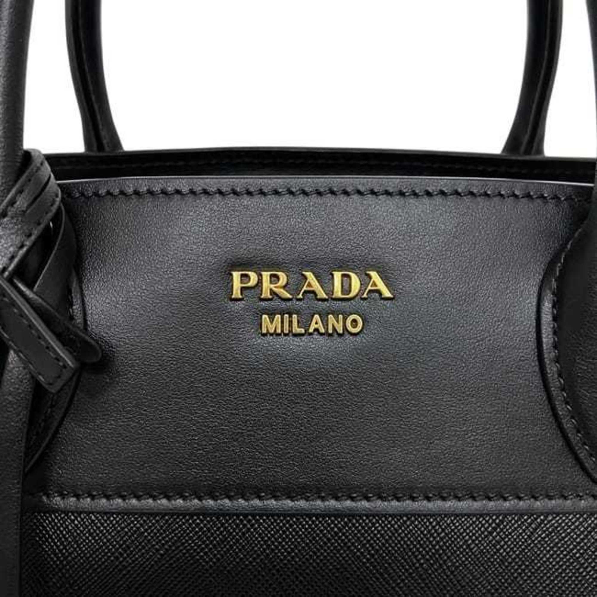 Prada Black Nero Leather Handbag Shoulder Bag (Pre-Owned)