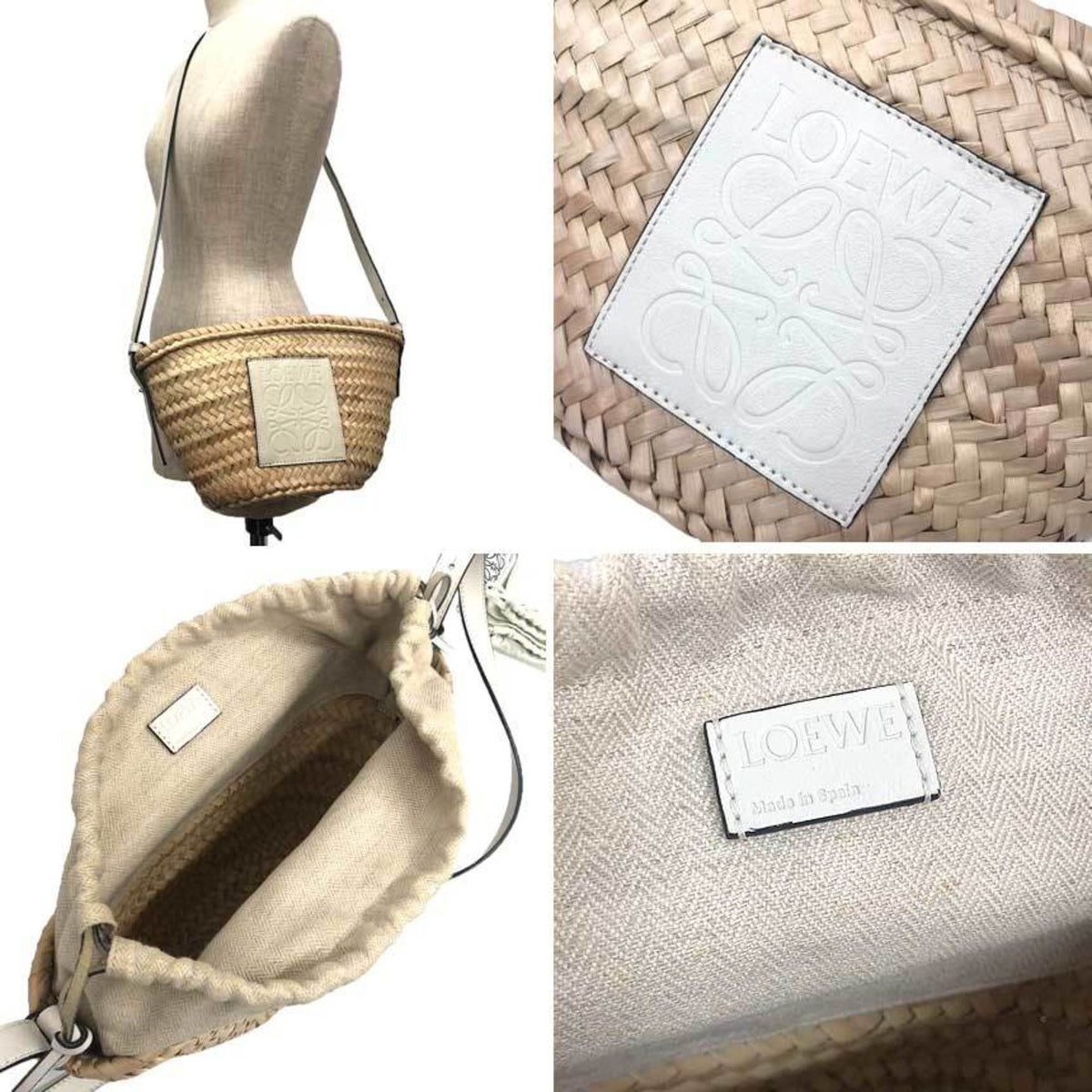Loewe White Leather Handbag Shoulder Bag (Pre-Owned)