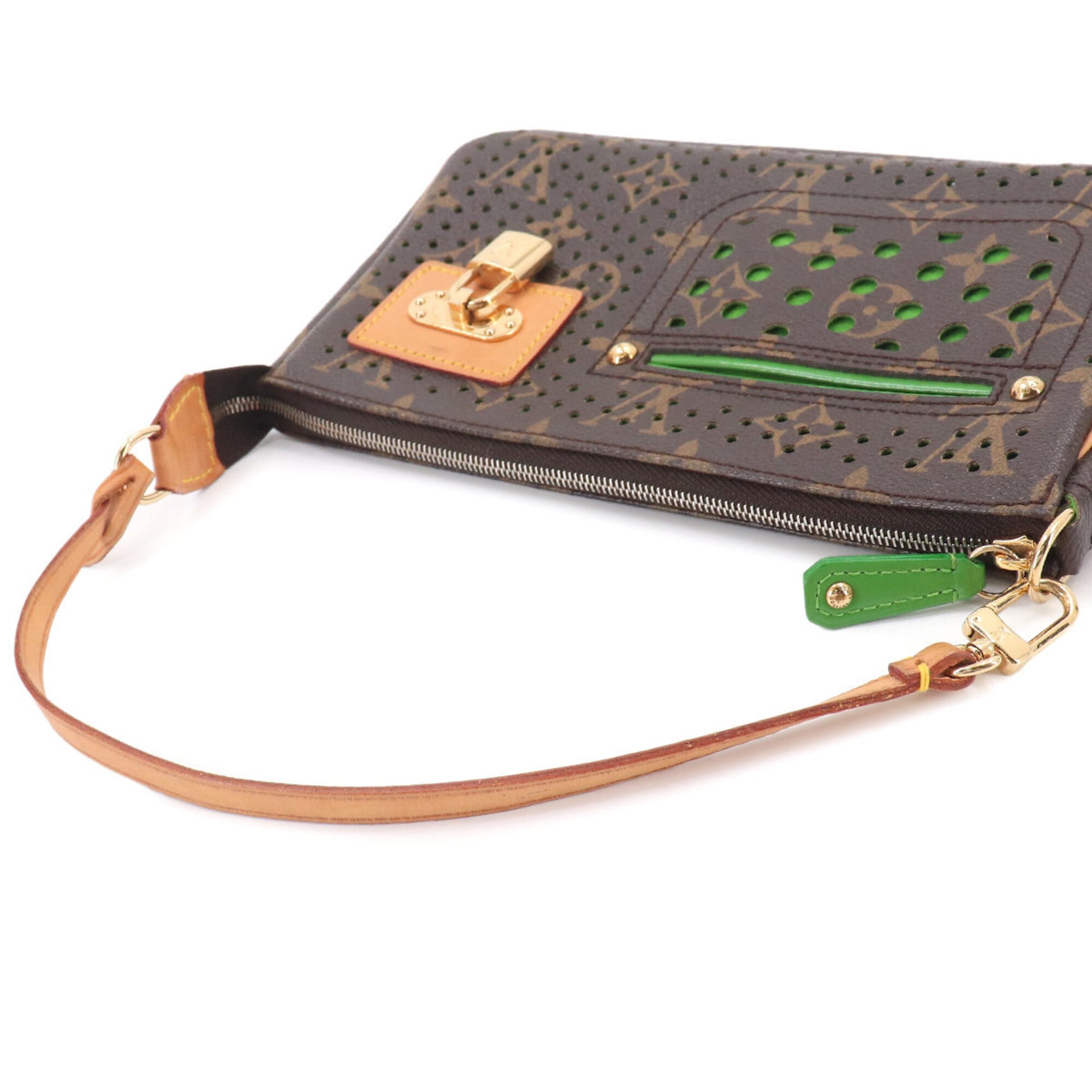 Louis Vuitton Monogram Vert Monogram Perforated Canvas Handbag Pochette (Pre-Owned)