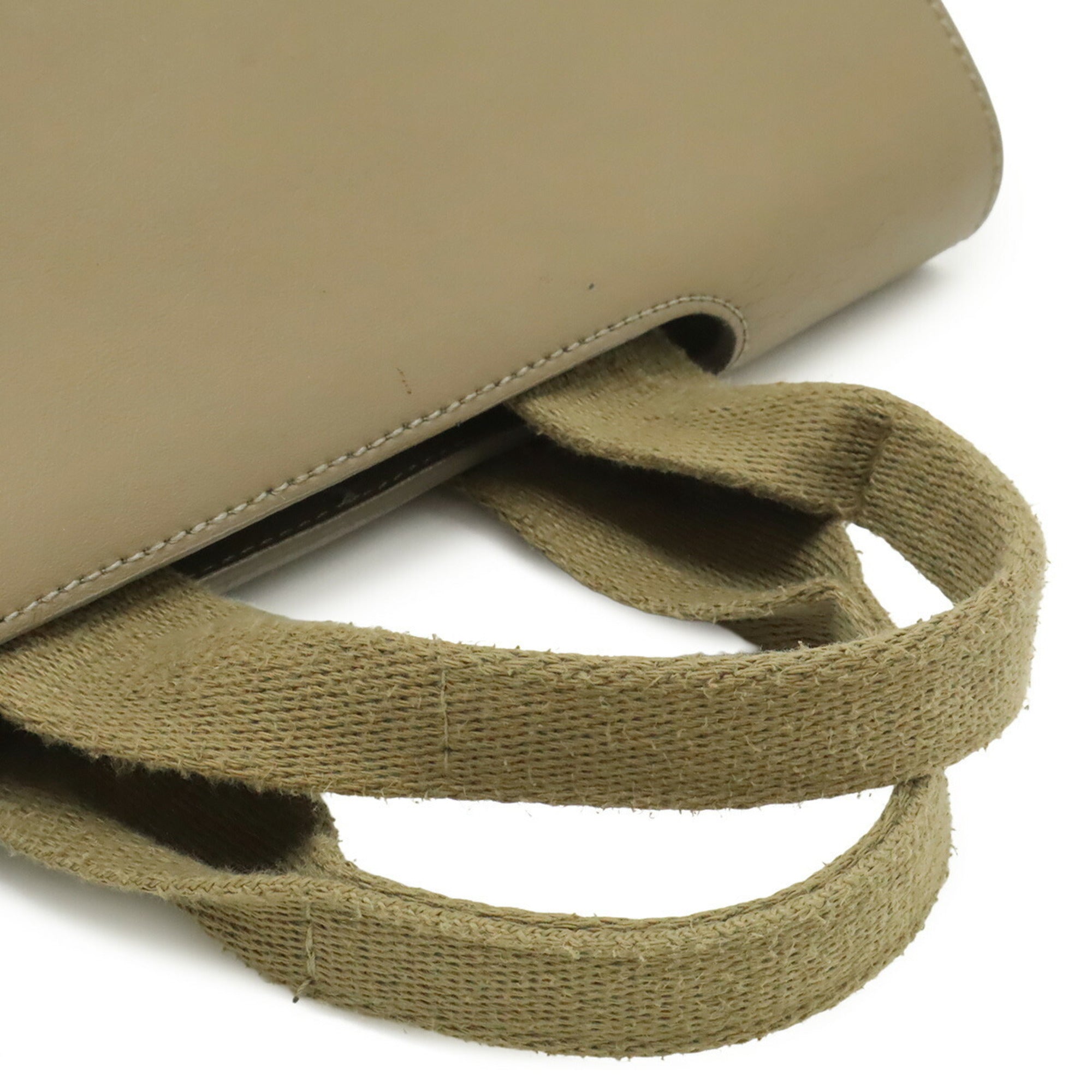 Hermes Khaki Toile Chevron Handbag Tote Bag (Pre-Owned)