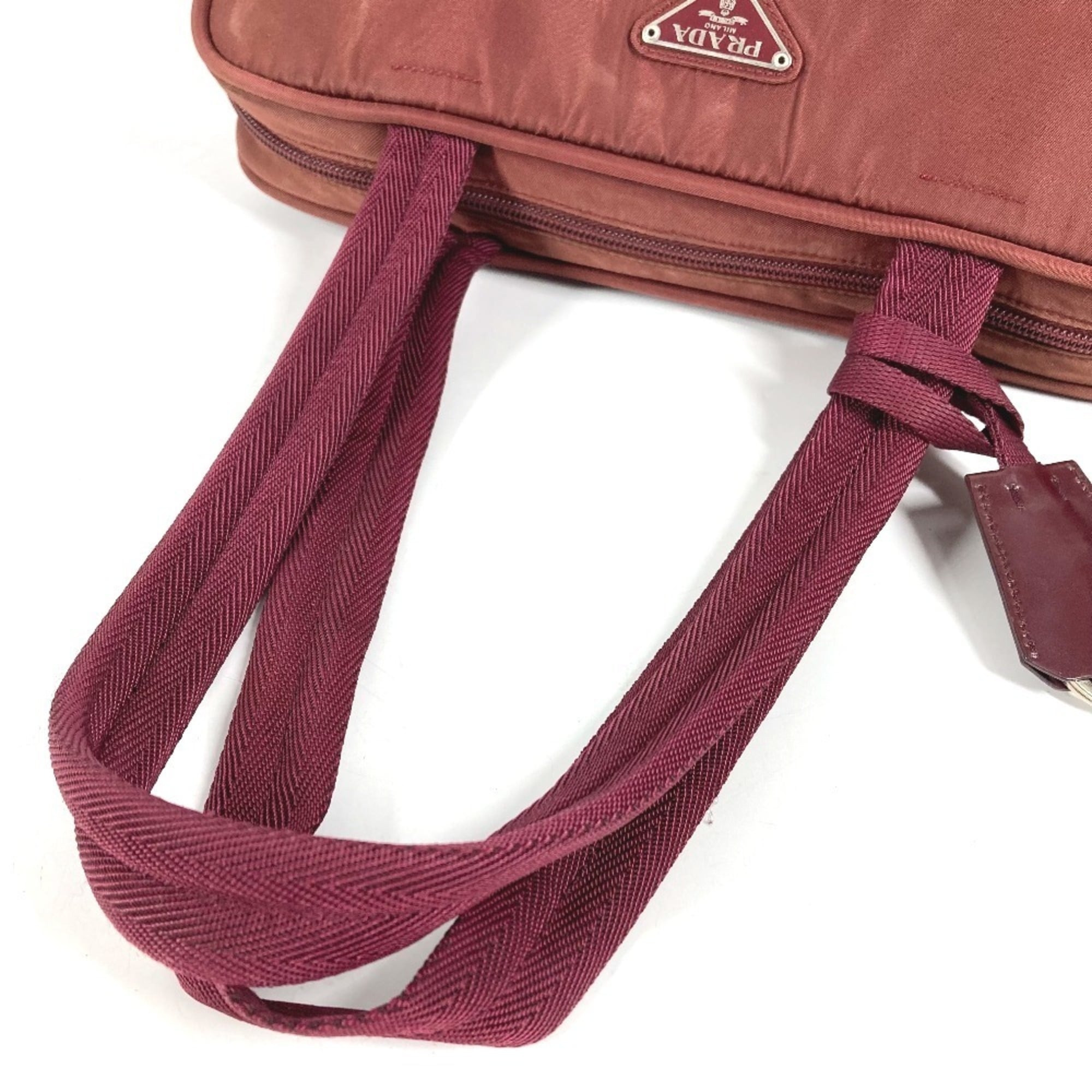 Prada Red Color Nylon Boston Bag Shoulder Bag Tote Bag (Pre-Owned)