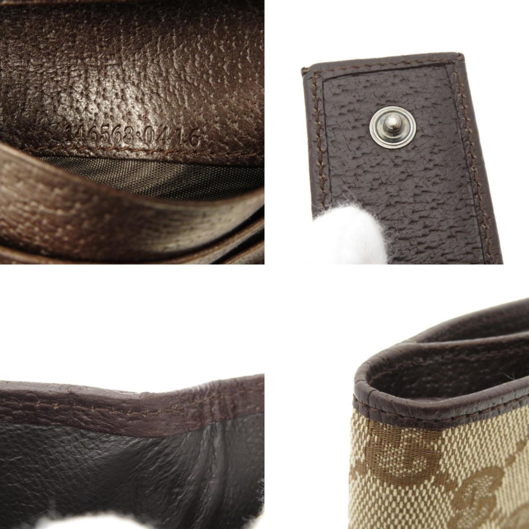 Gucci Brown Canvas Leather Wallet (Bi-Fold) (Pre-Owned)