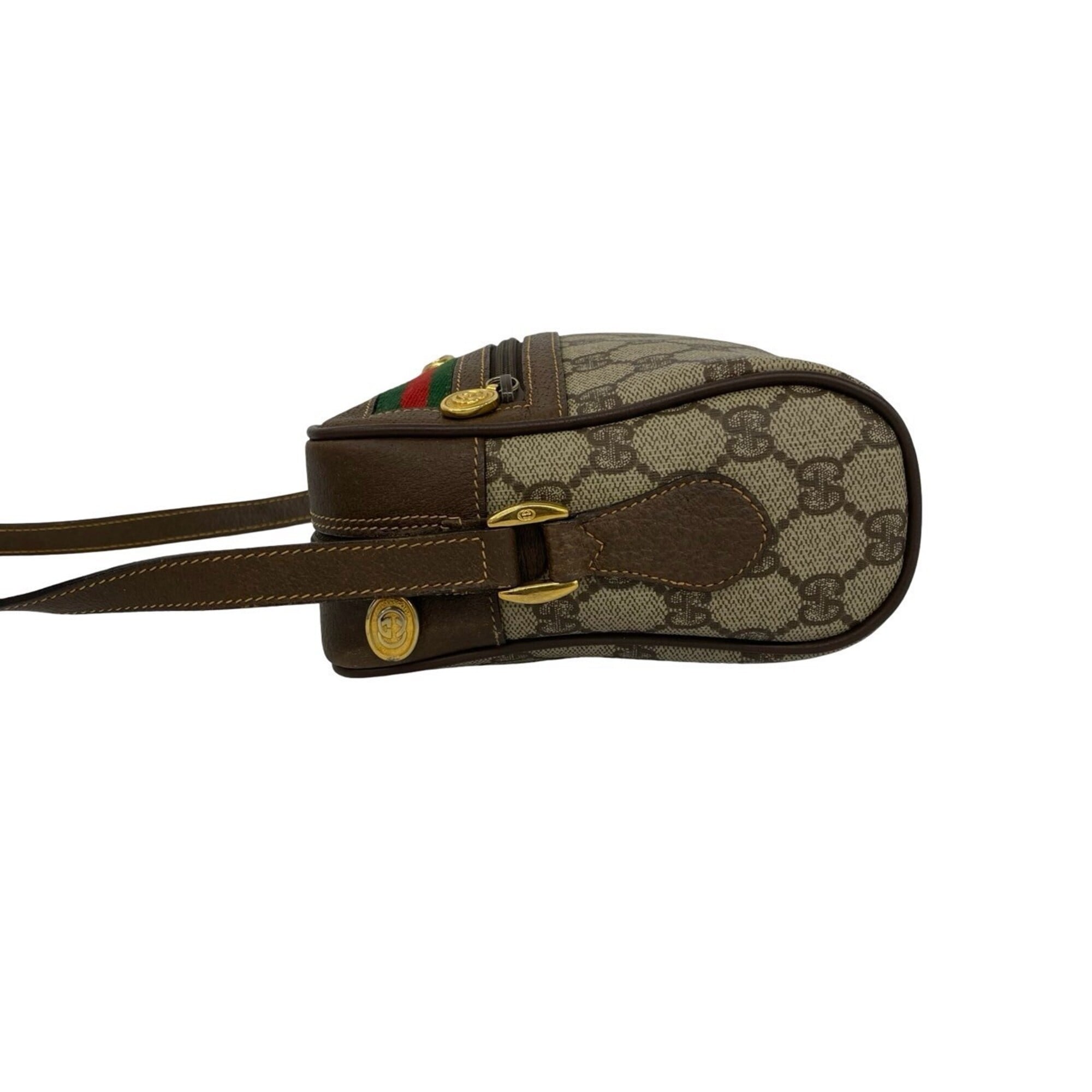 Gucci Brown Green Red Color Leather Pvc Shoulder Bag (Pre-Owned)