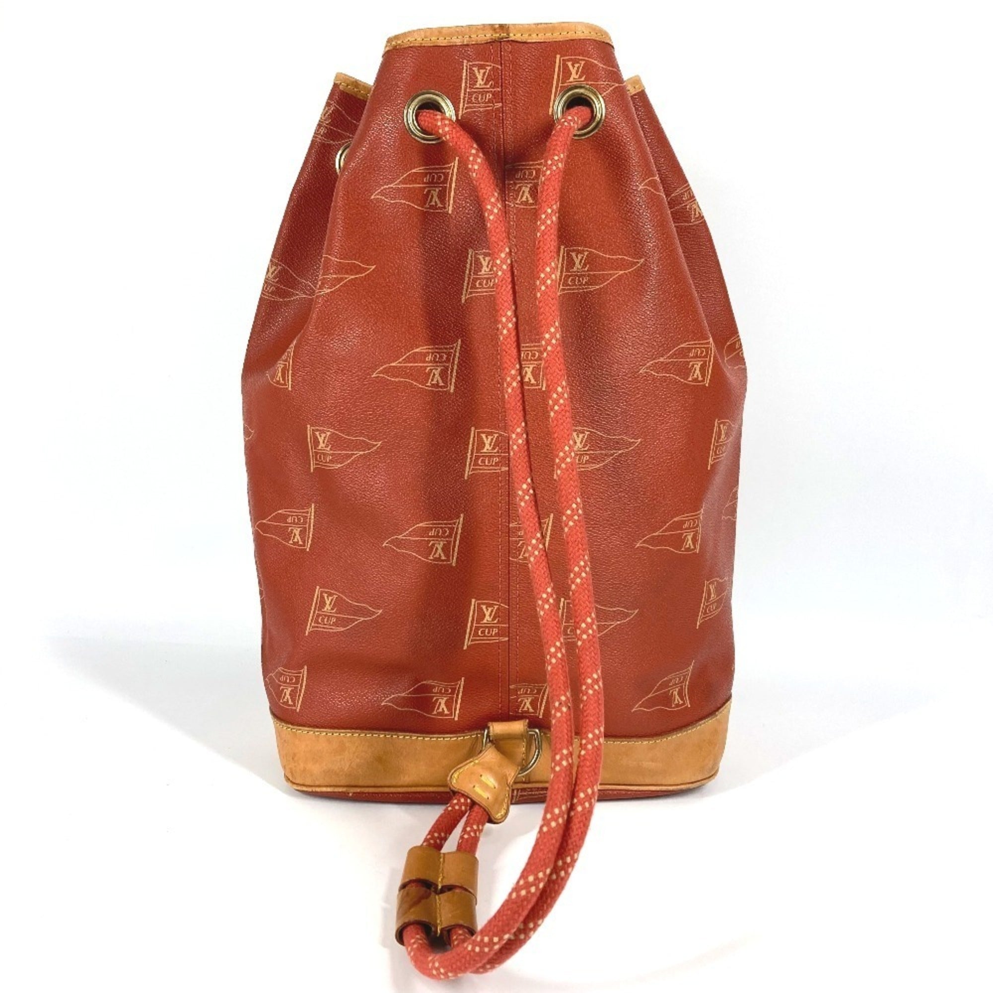 Louis Vuitton Orange Leather Canvas Shoulder Bag (Pre-Owned)