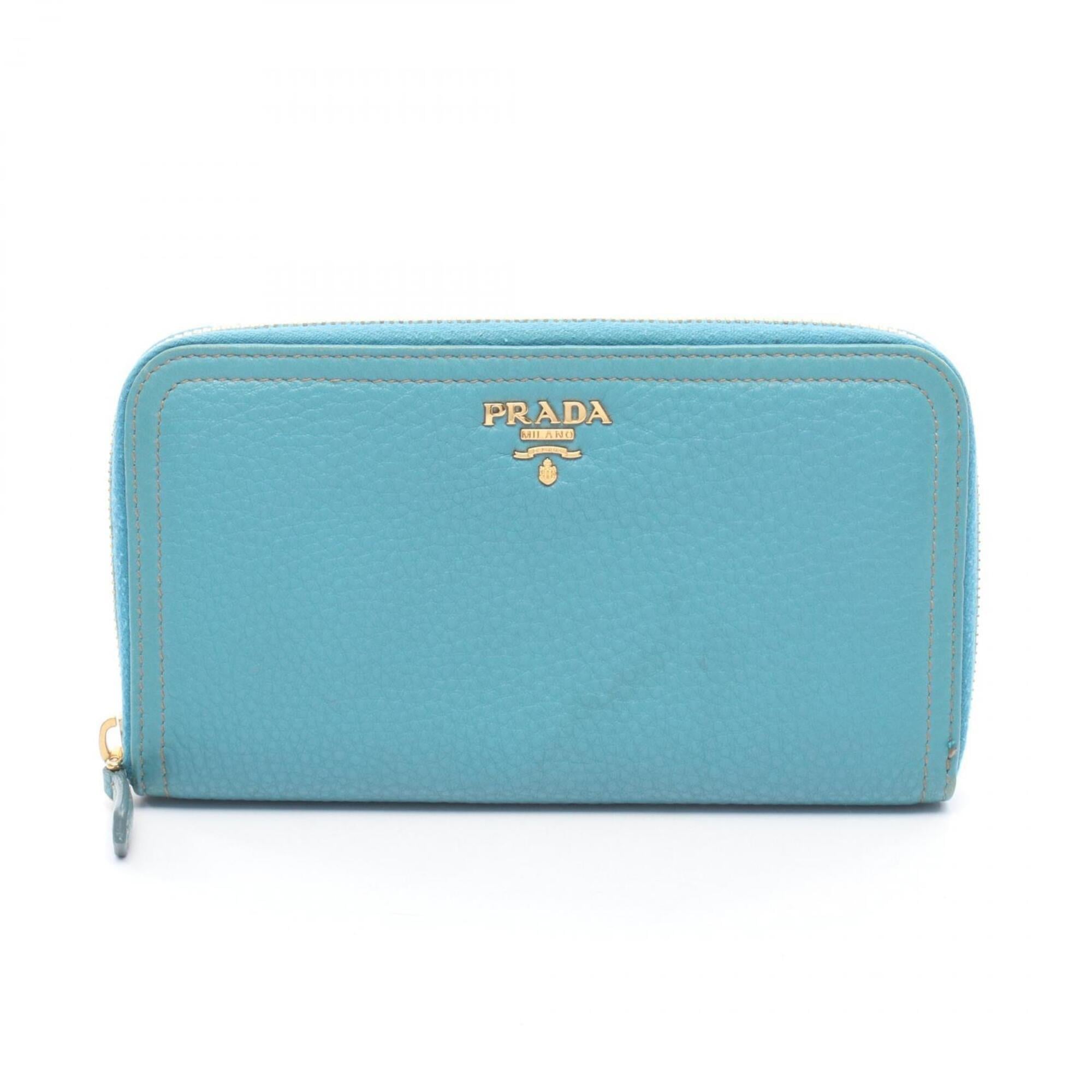 Prada Blue Leather Long Wallet (Bi-Fold) (Pre-Owned)