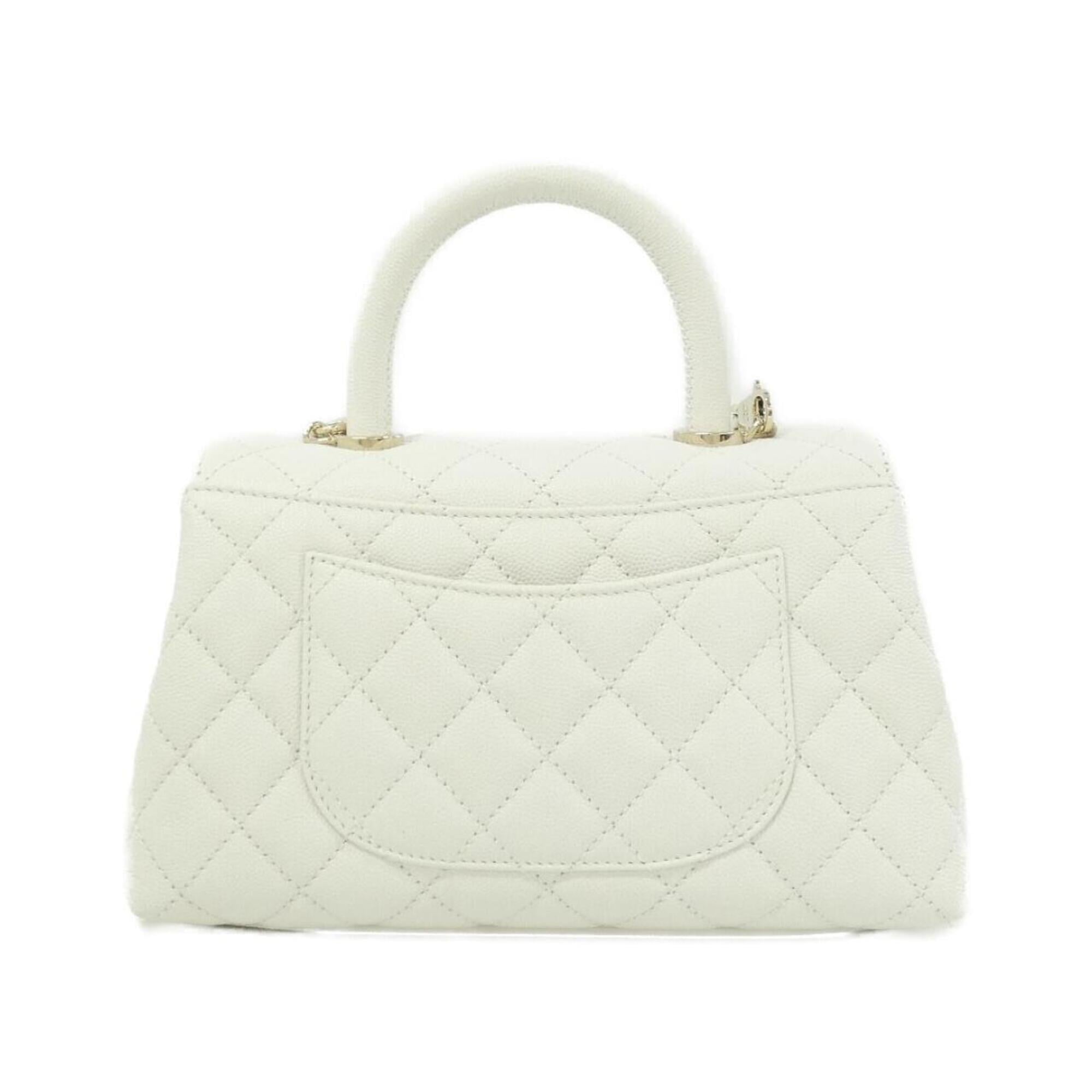 Chanel White Grained Calfskin Handbag (Pre-Owned)
