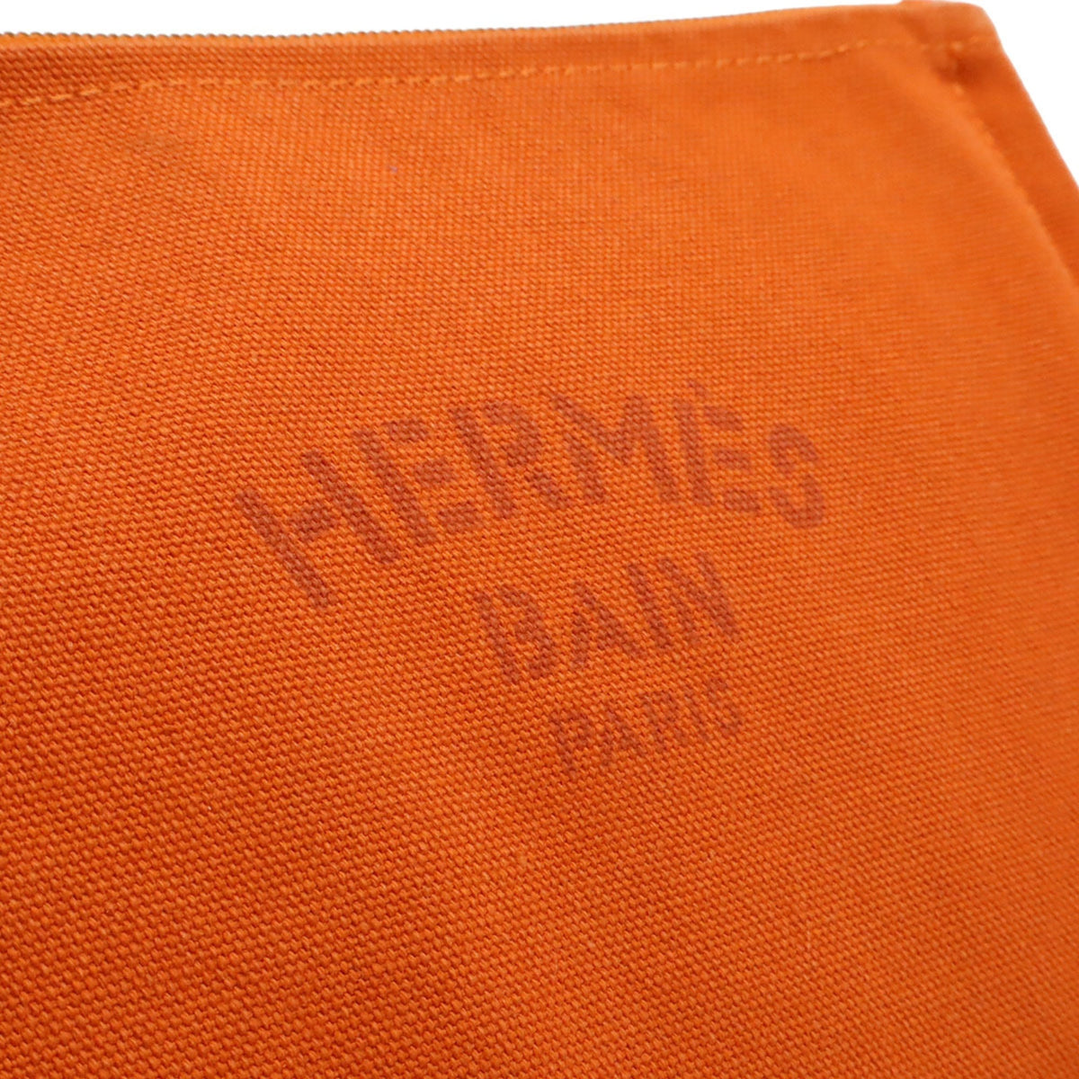 Hermes Orange Canvas Leather Pouch (Pre-Owned)