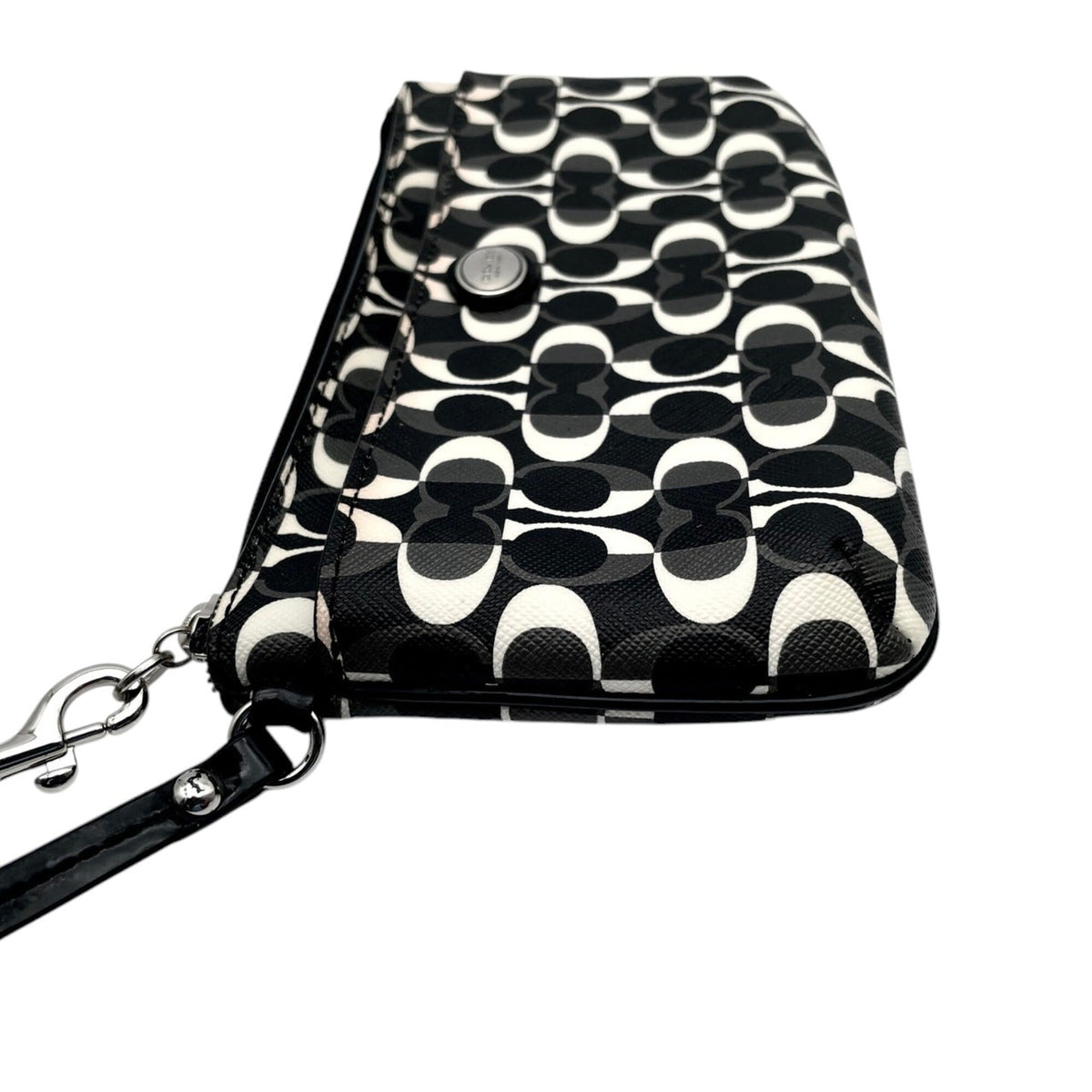 Coach Black Gray White Coated Canvas Leather Clutch Bag Pouch (Pre-Owned)