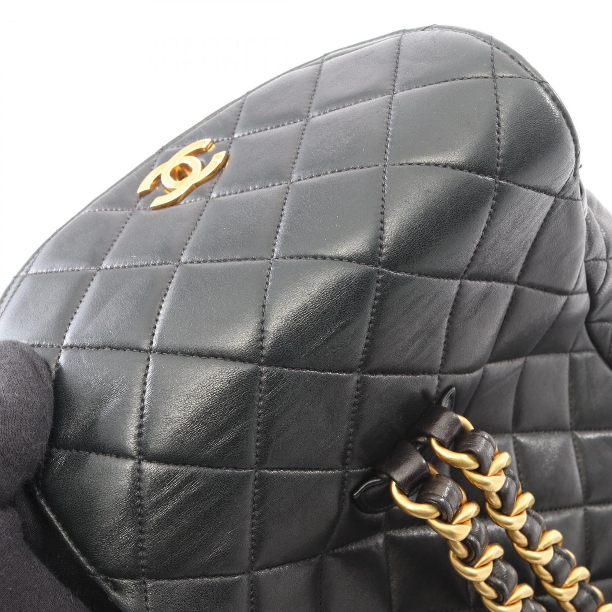 Chanel Matelasse Black Leather Backpack Handbag (Pre-Owned)