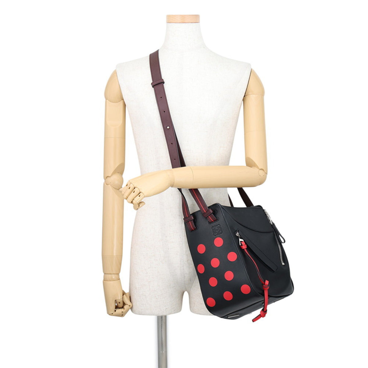 Loewe Hammock Black Red Color Leather Handbag Shoulder Bag (Pre-Owned)