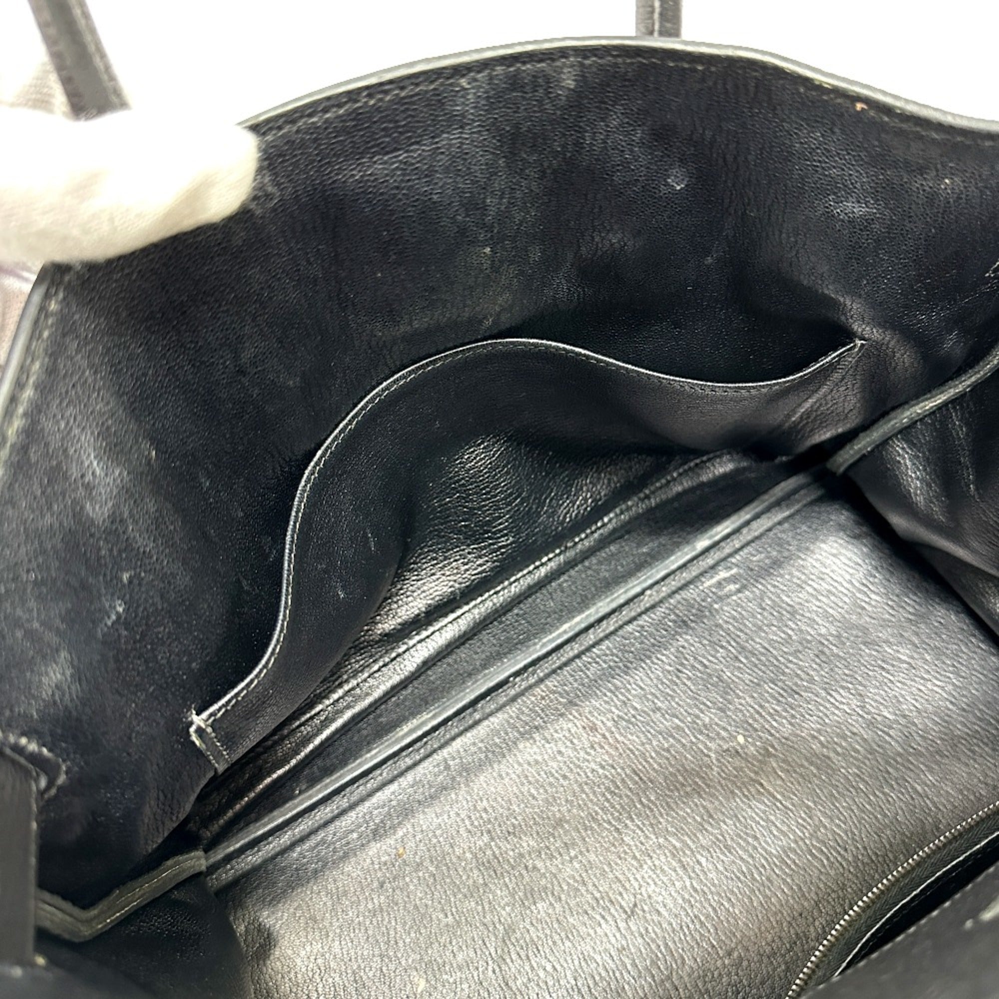 Hermes Black Leather Handbag (Pre-Owned)