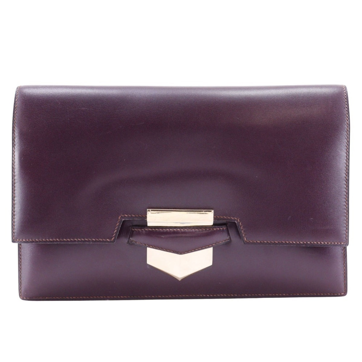 Hermes Bordeaux Box Calf Leather Clutch Bag (Pre-Owned)