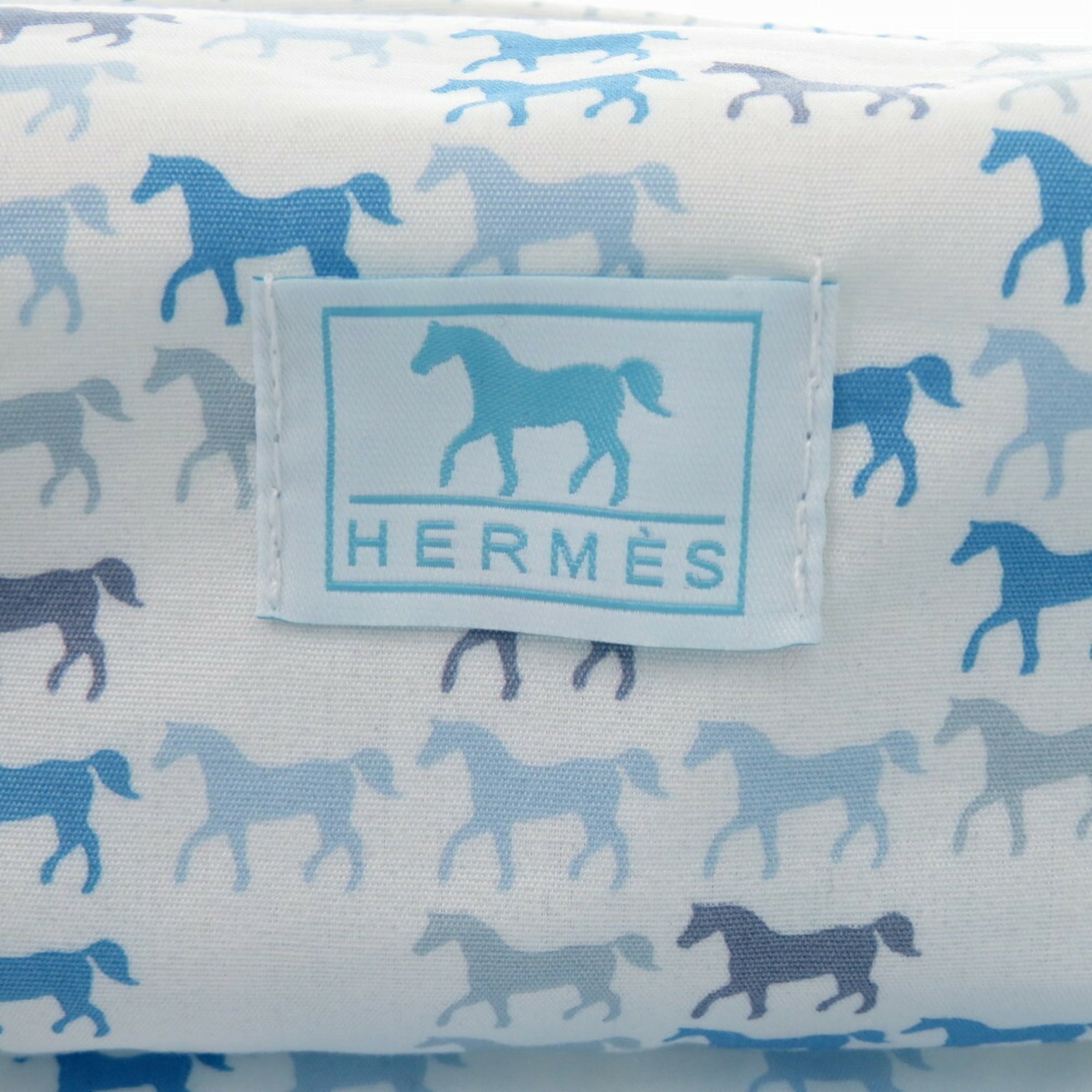 Hermes Blue White Cotton Pouch (Pre-Owned)